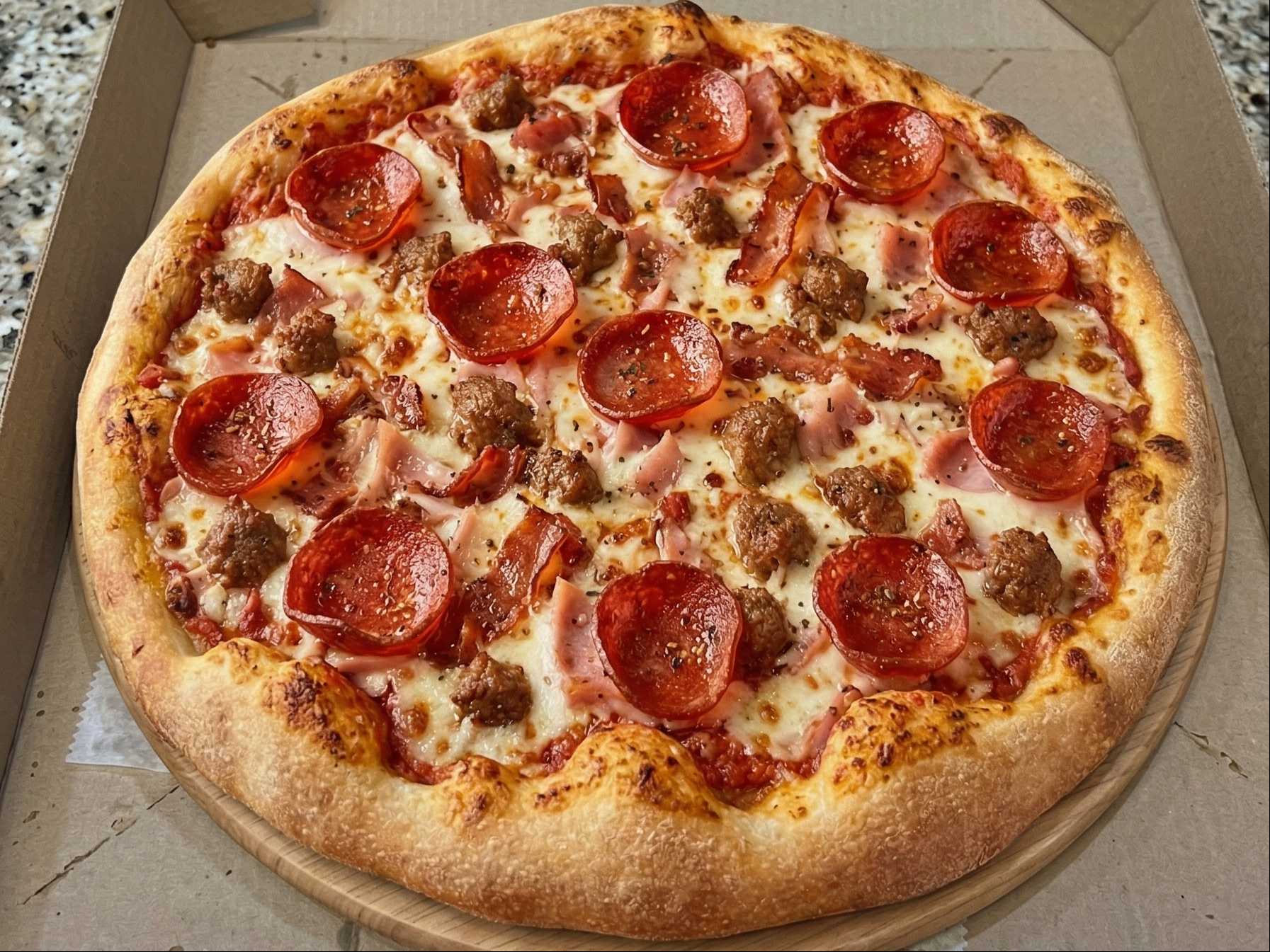 Meat Lover Pan Pizza.