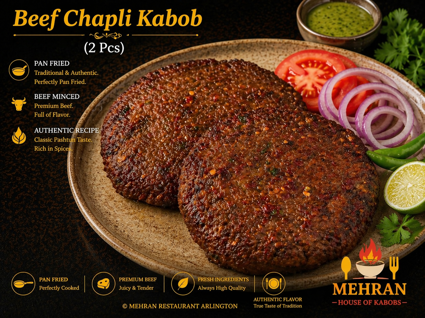 Beef Chappli Kabob.