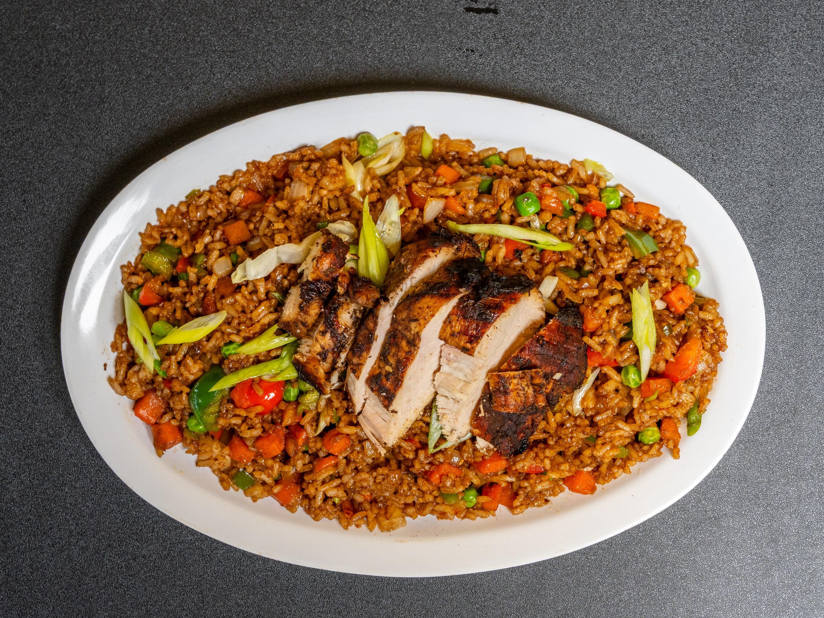 Half Pan Jerk Chicken Fried Rice