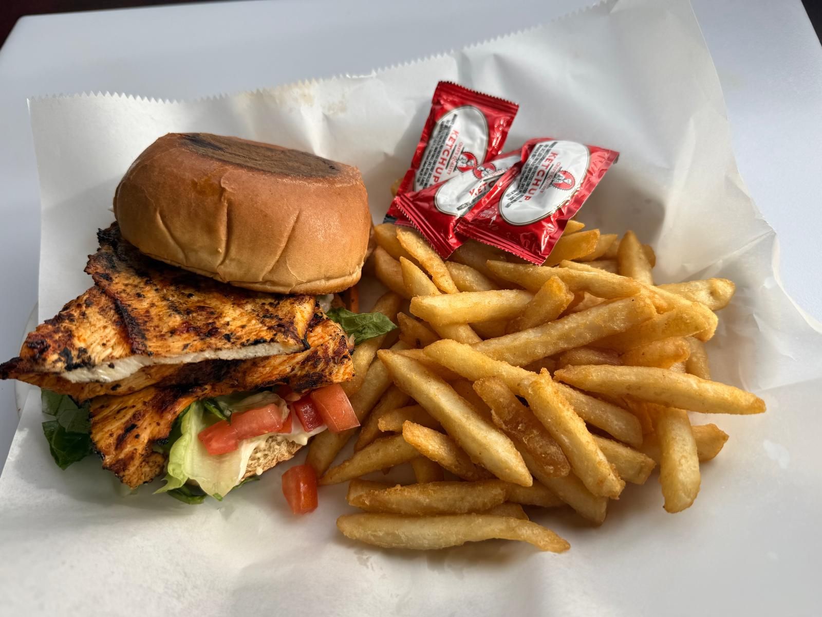 Chicken Burger W/ Fries.