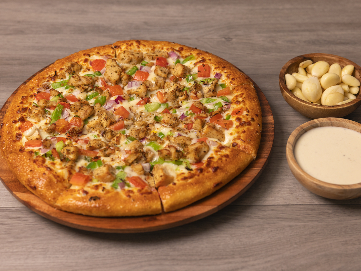Roasted Garlic Chicken Pizza.