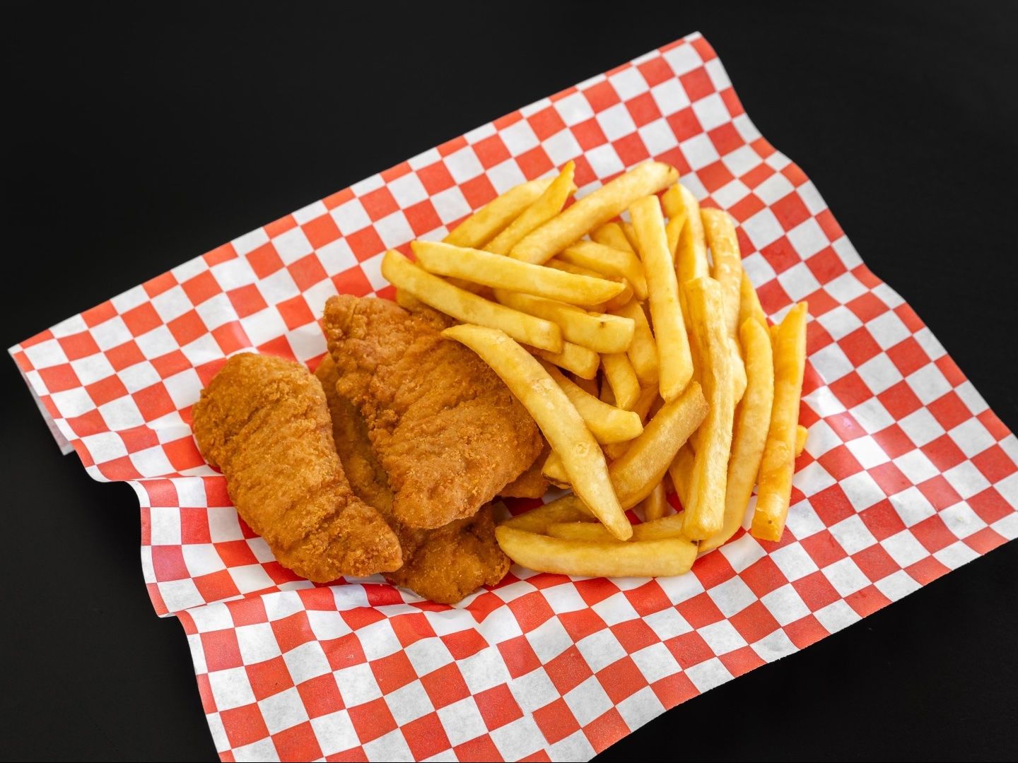 4 Pieces Breaded Chicken Strips + Fries.