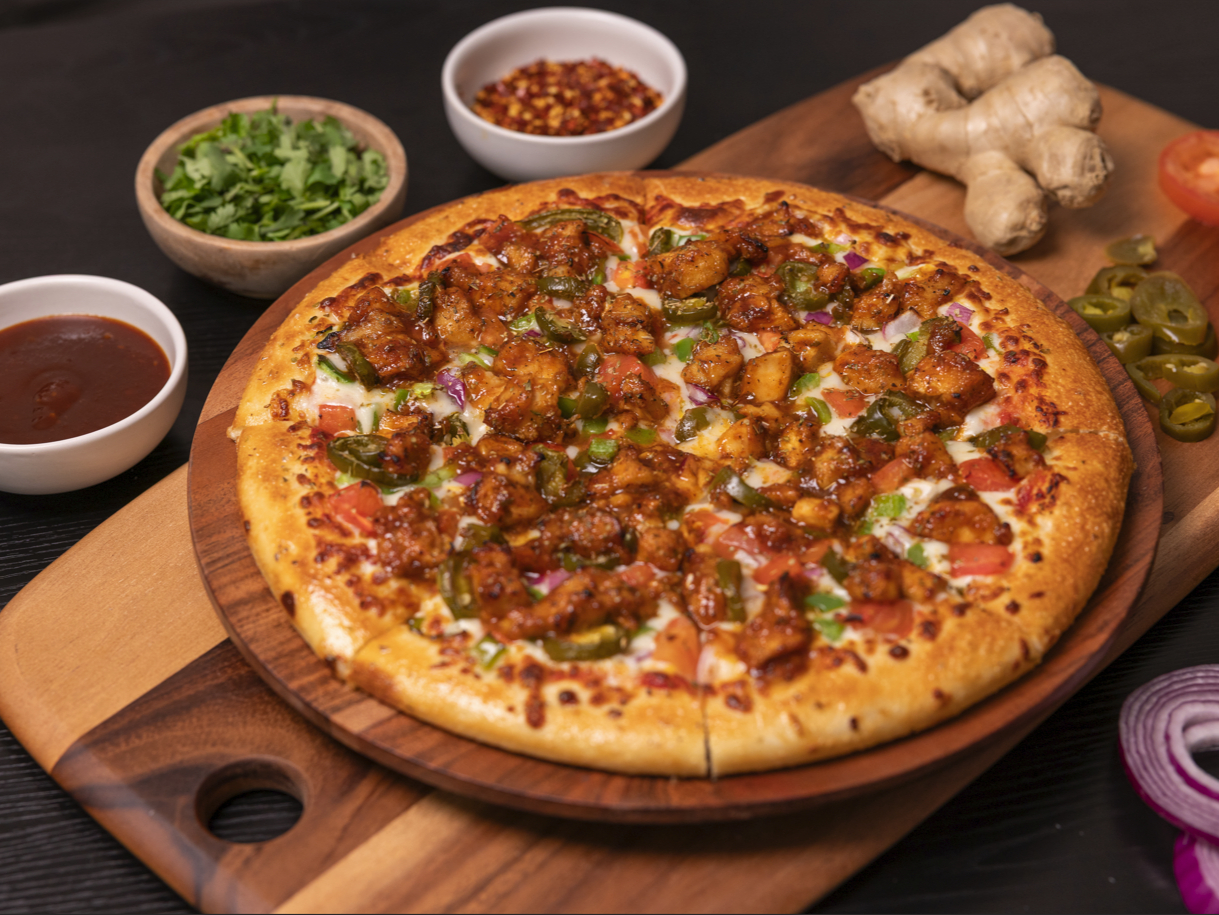 Korean Chili Chicken Pizza.