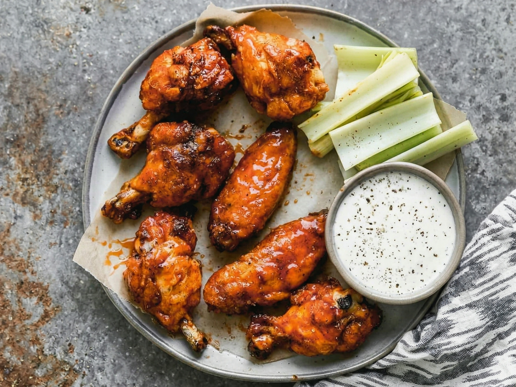 Chicken Wings (10 Pieces With BBQ Sauce).