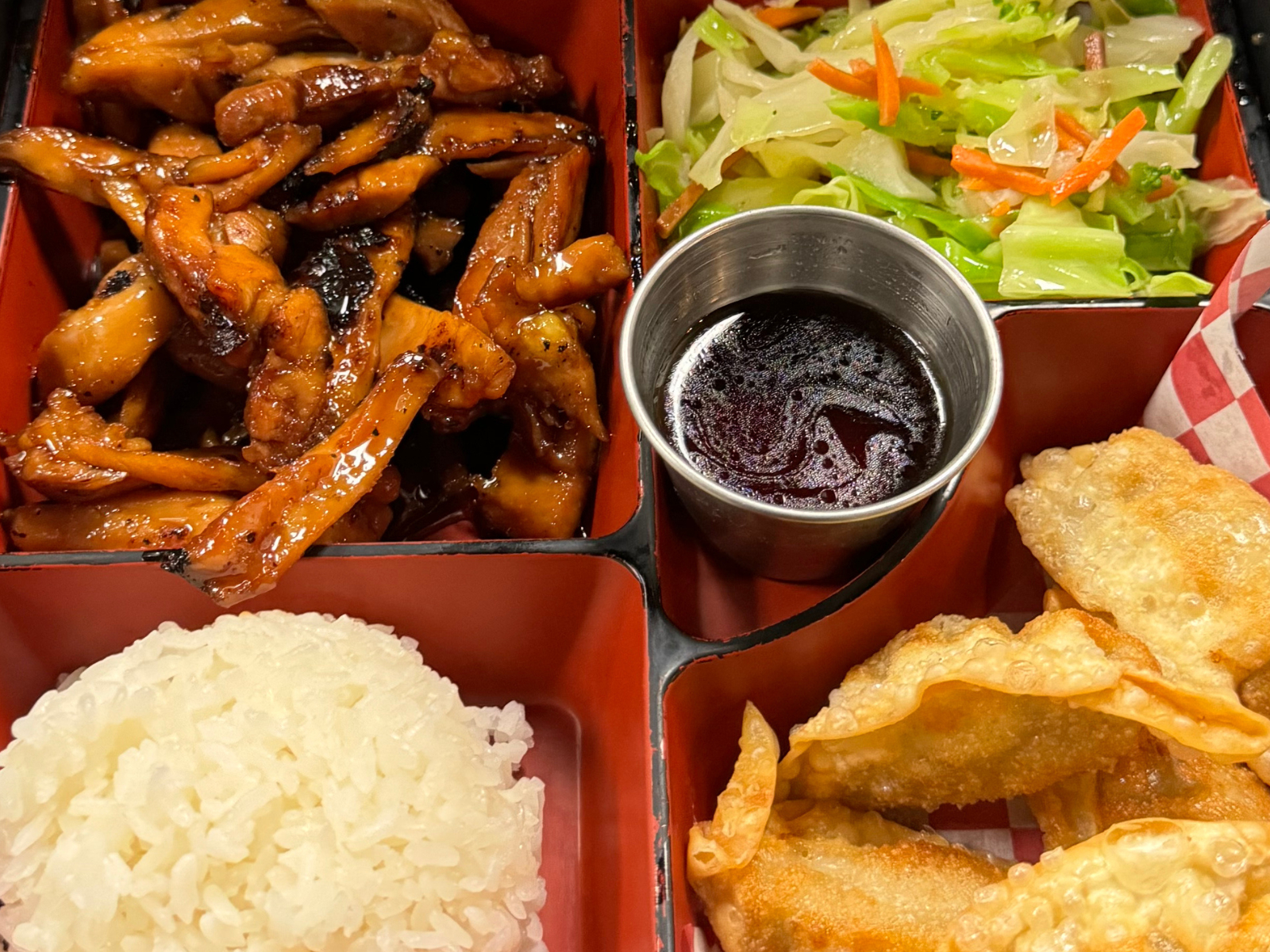Teriyaki Chicken & Gyoza.