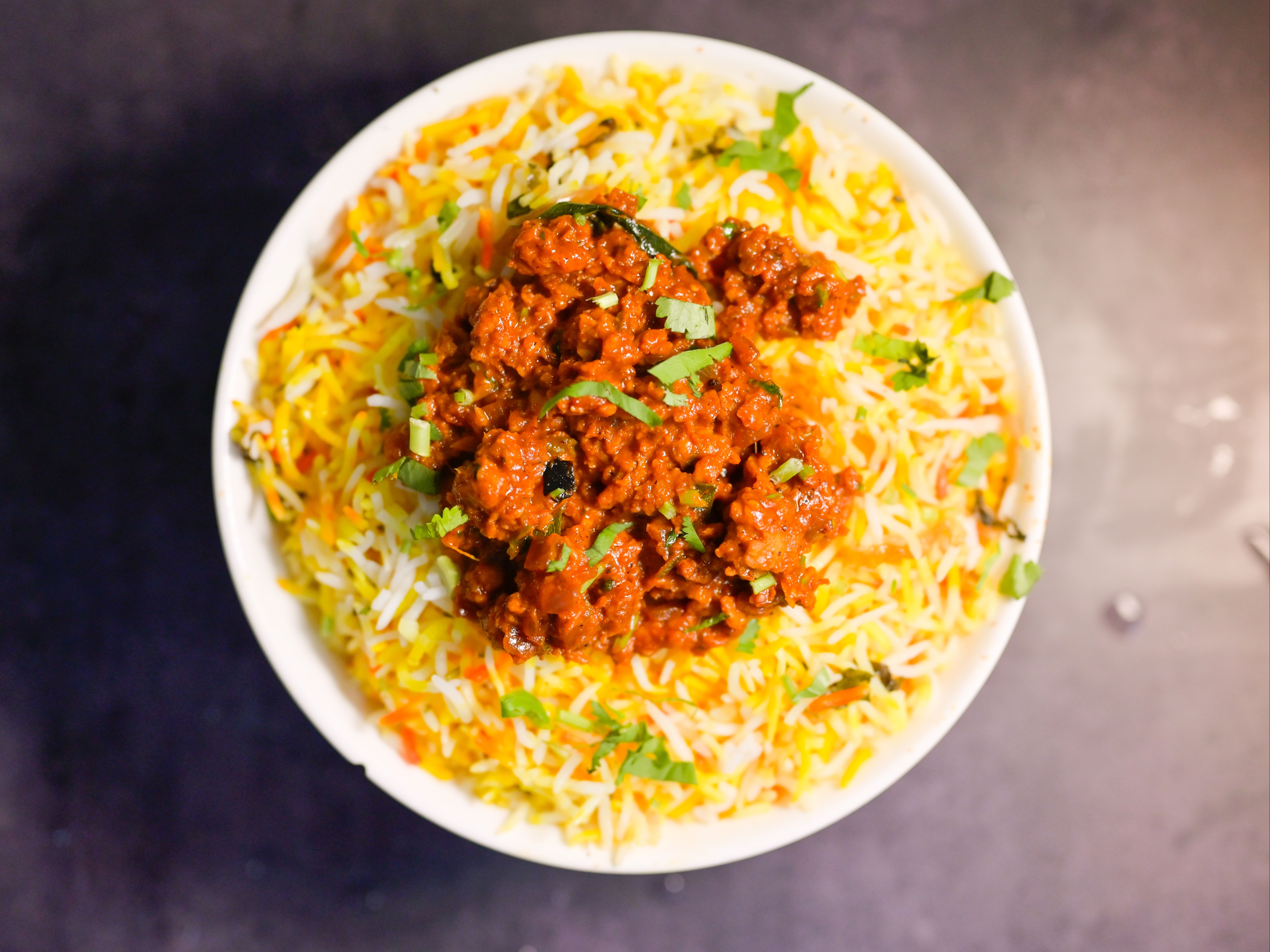 Veg Kheema Biryani.