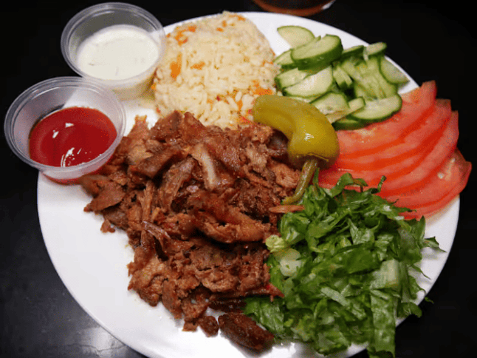 Open Shawarma Plate over Rice.