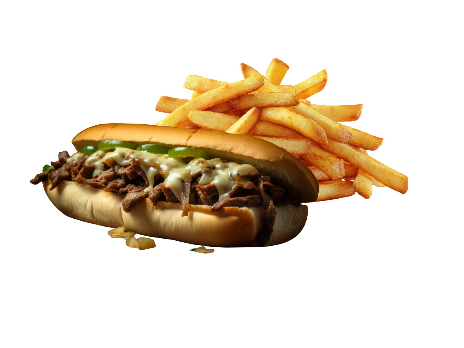 PHILLY CHEESE STEAK W/FRIES.