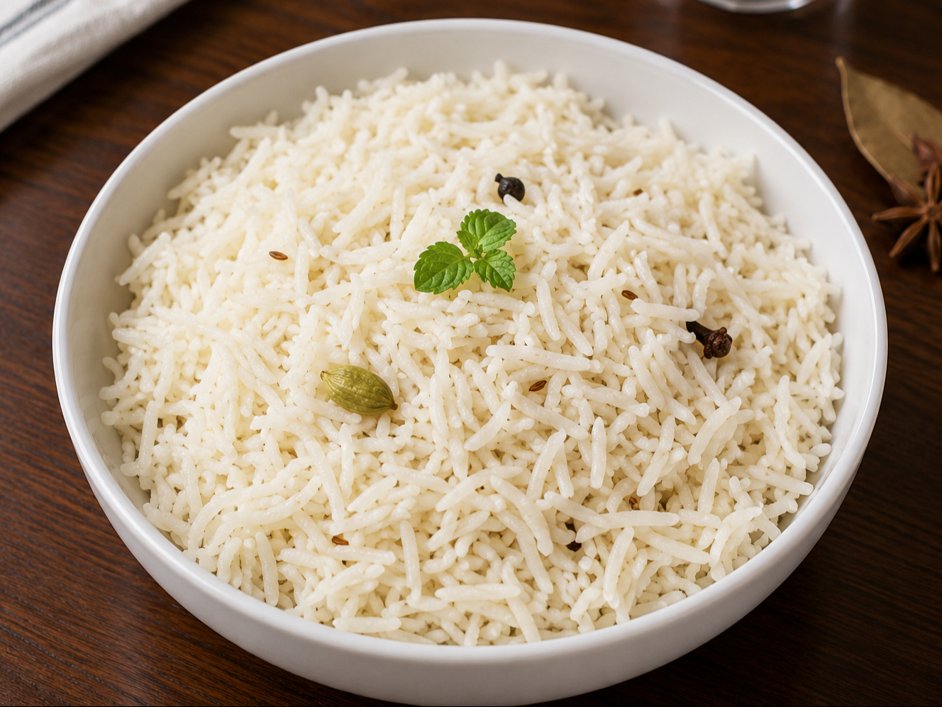 Steamed Basmati Rice.