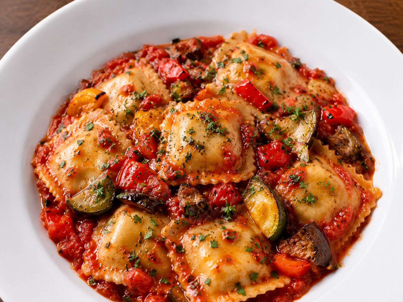 VEGAN MEDITERRANEAN ROASTED VEGETABLE RAVIOLI.