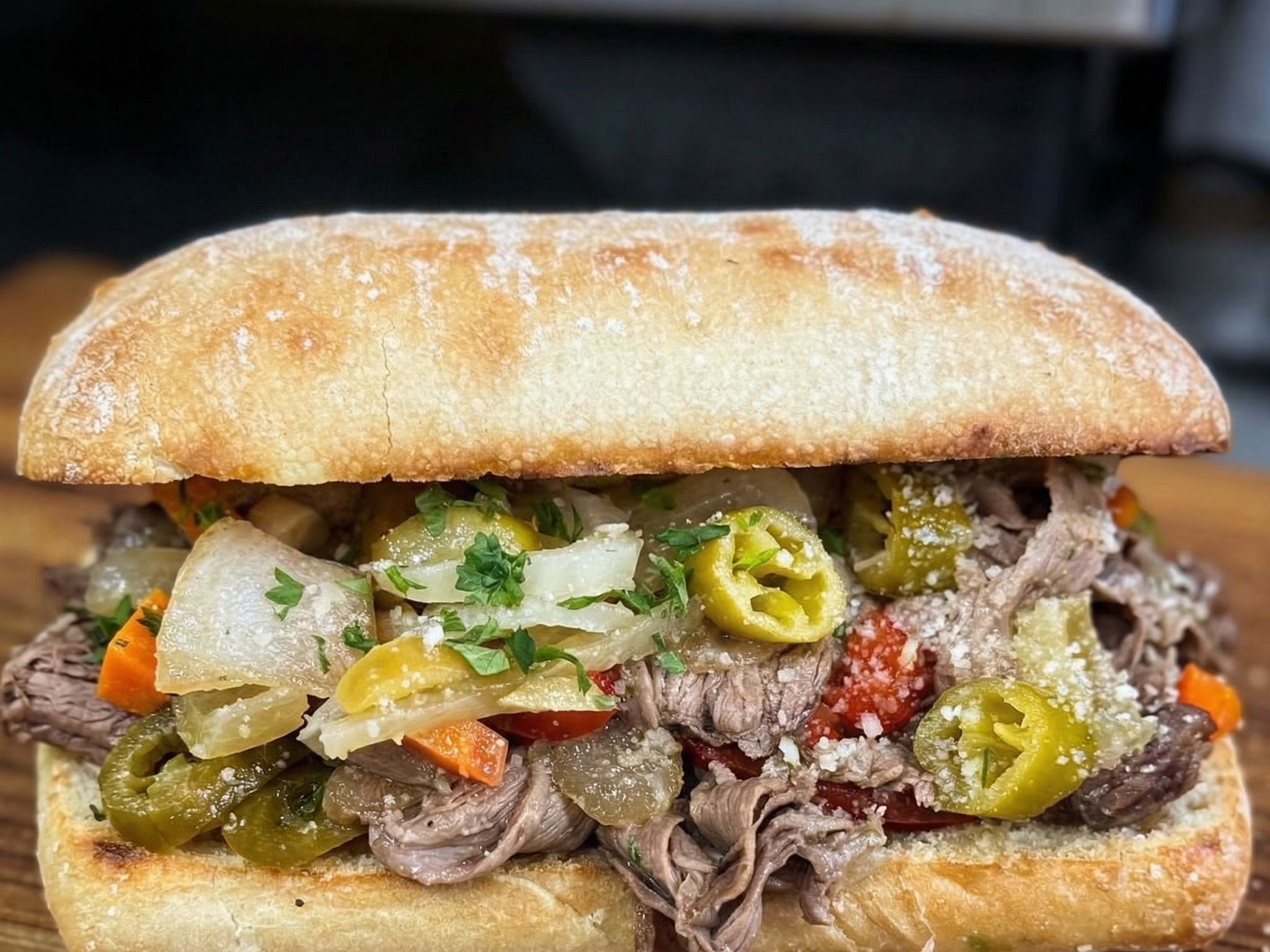 Chicago Italian Hot Beef Hoagie Sandwich-O