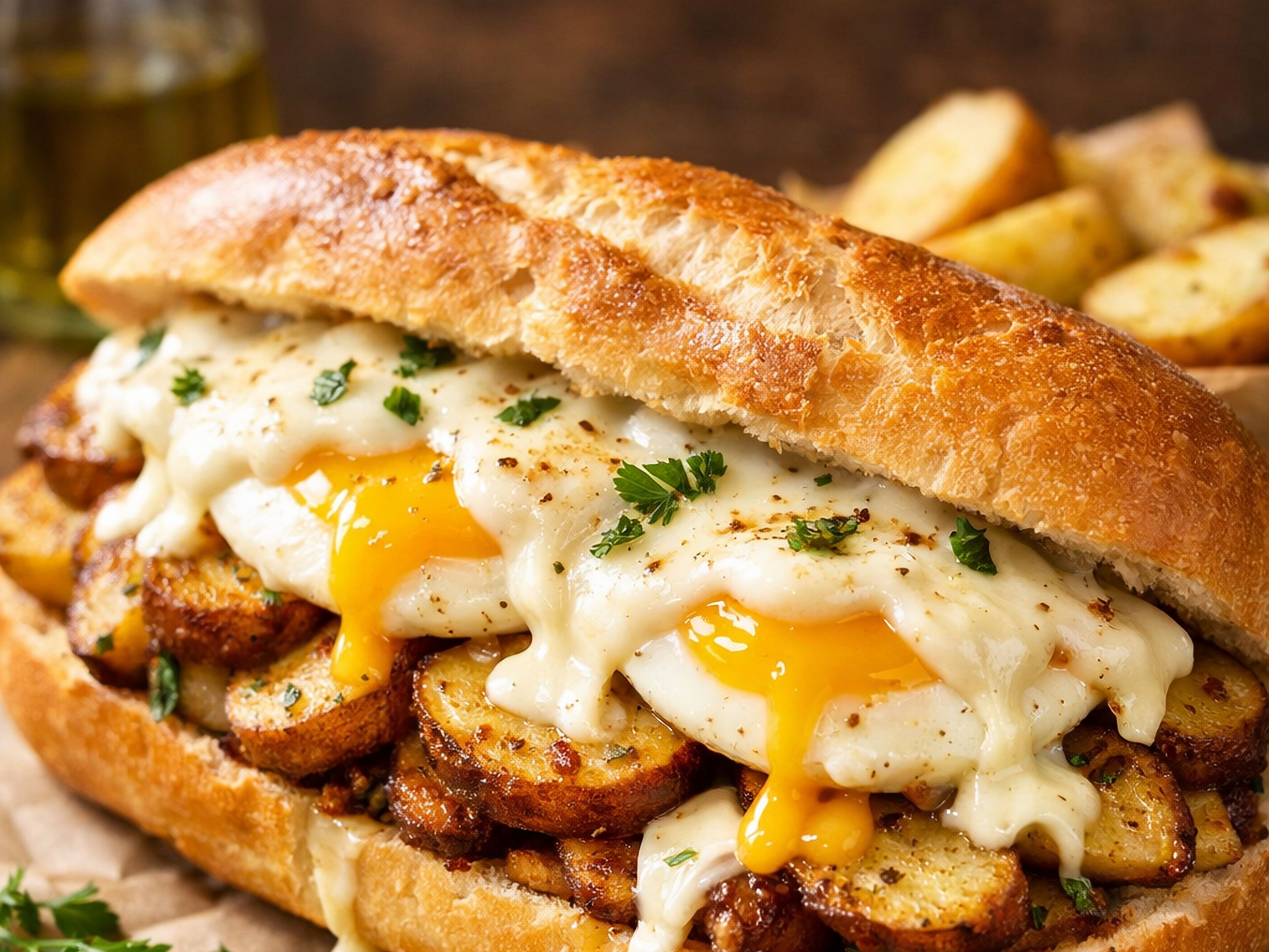 Potatoes & Egg w/ Mozzarella.