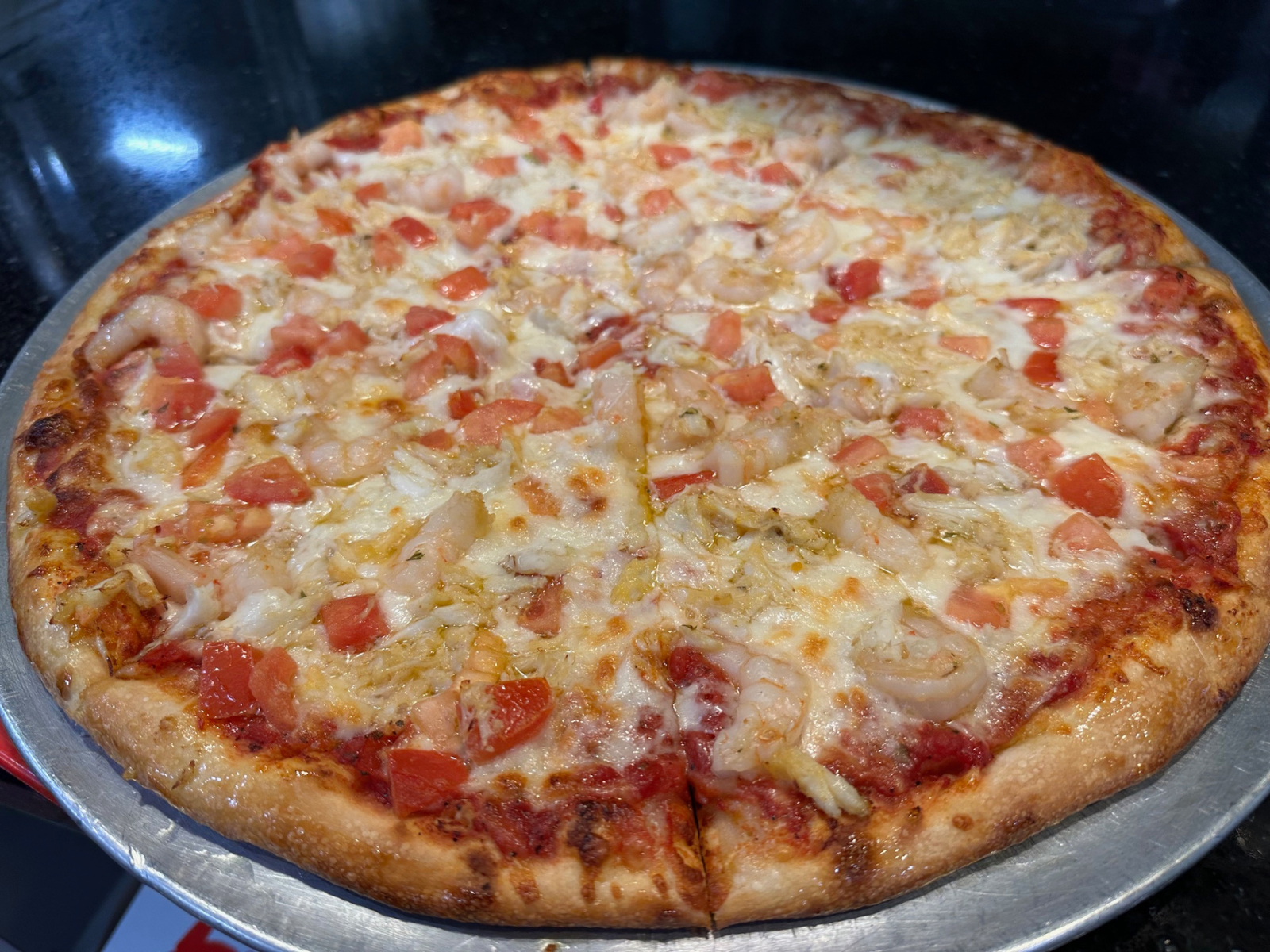 Crab & Shrimp Pizza.