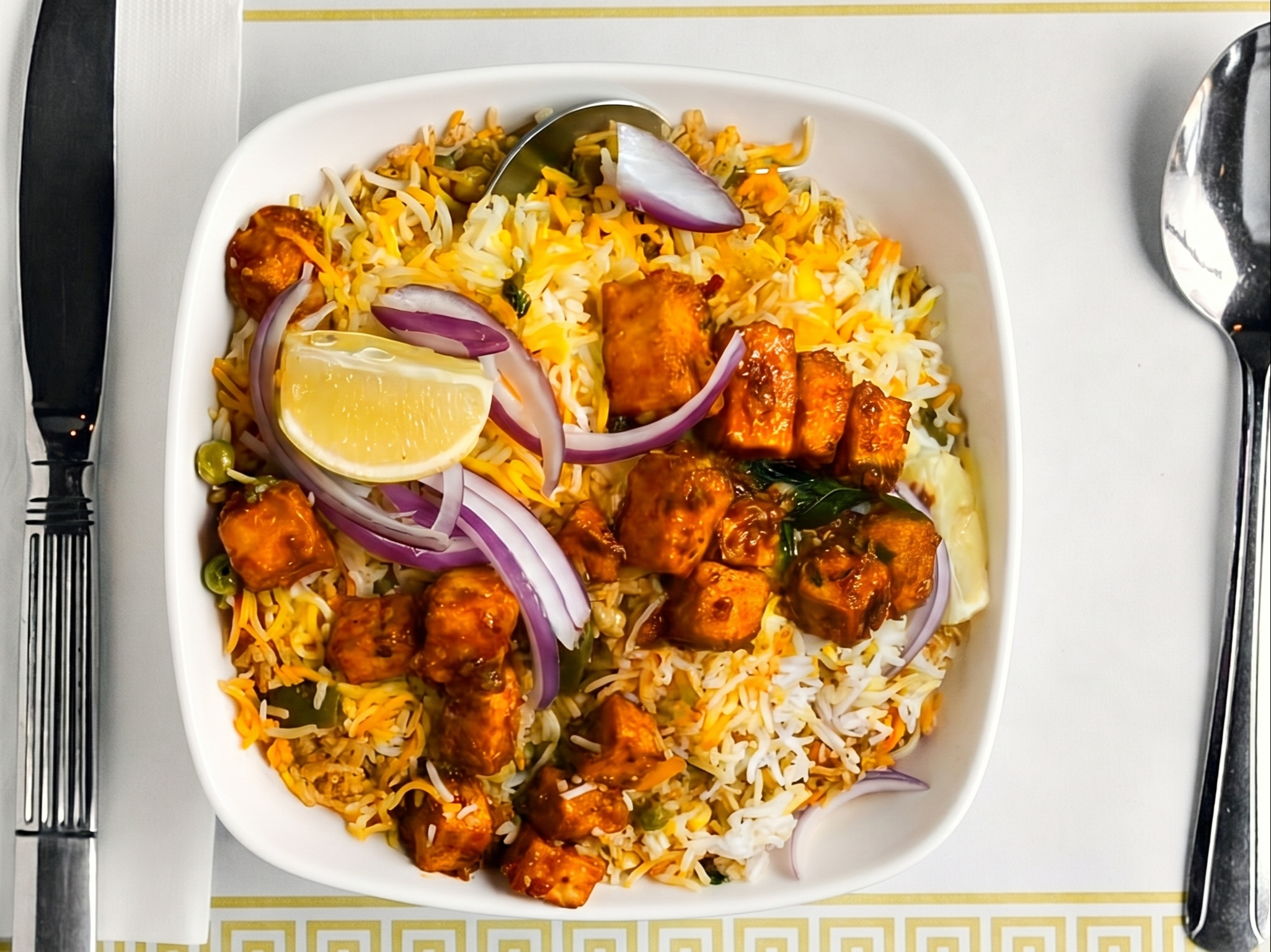 Chilli Paneer Biryani.