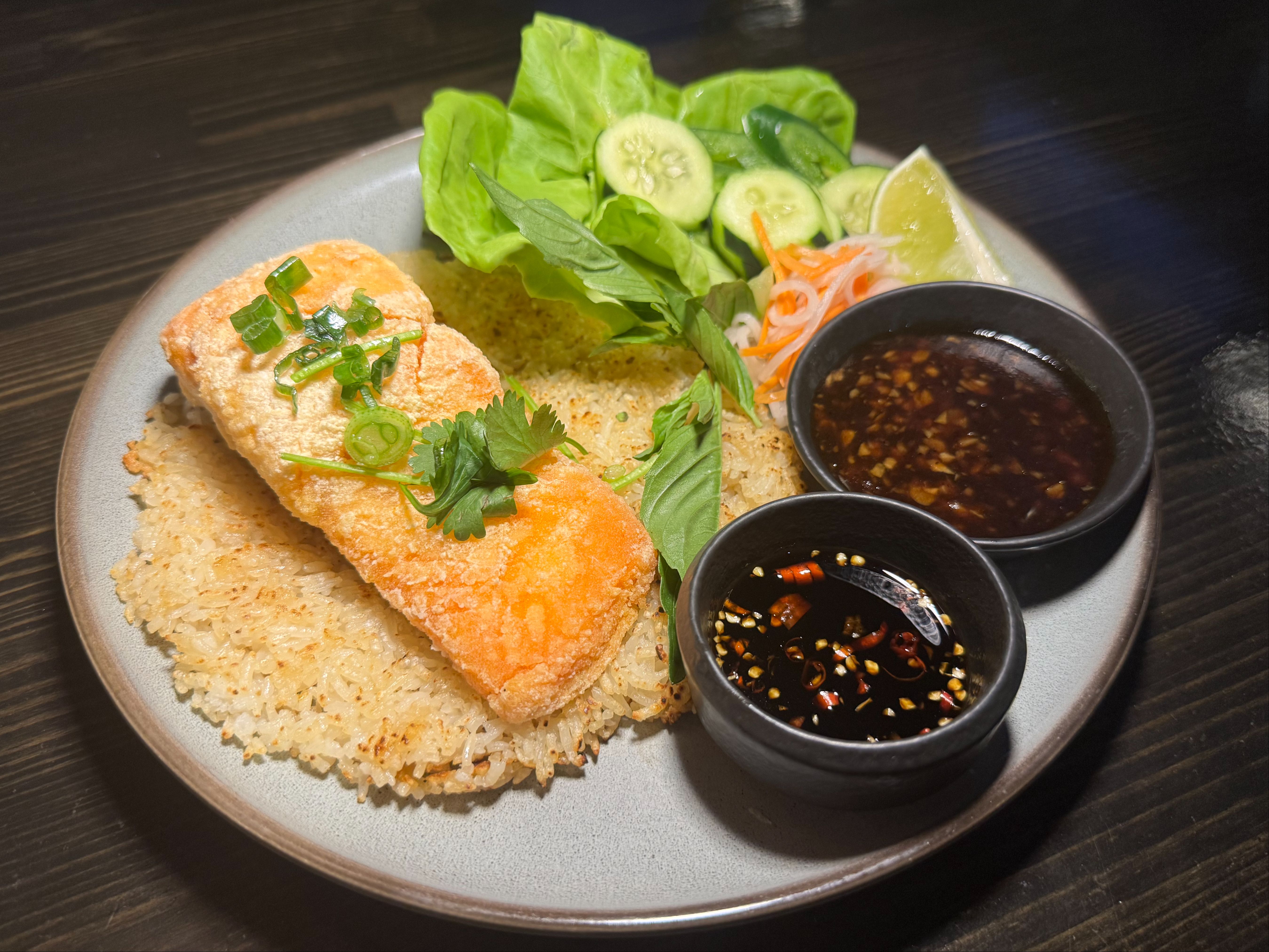 CRISPY SALMON & SCORCHED RICE.