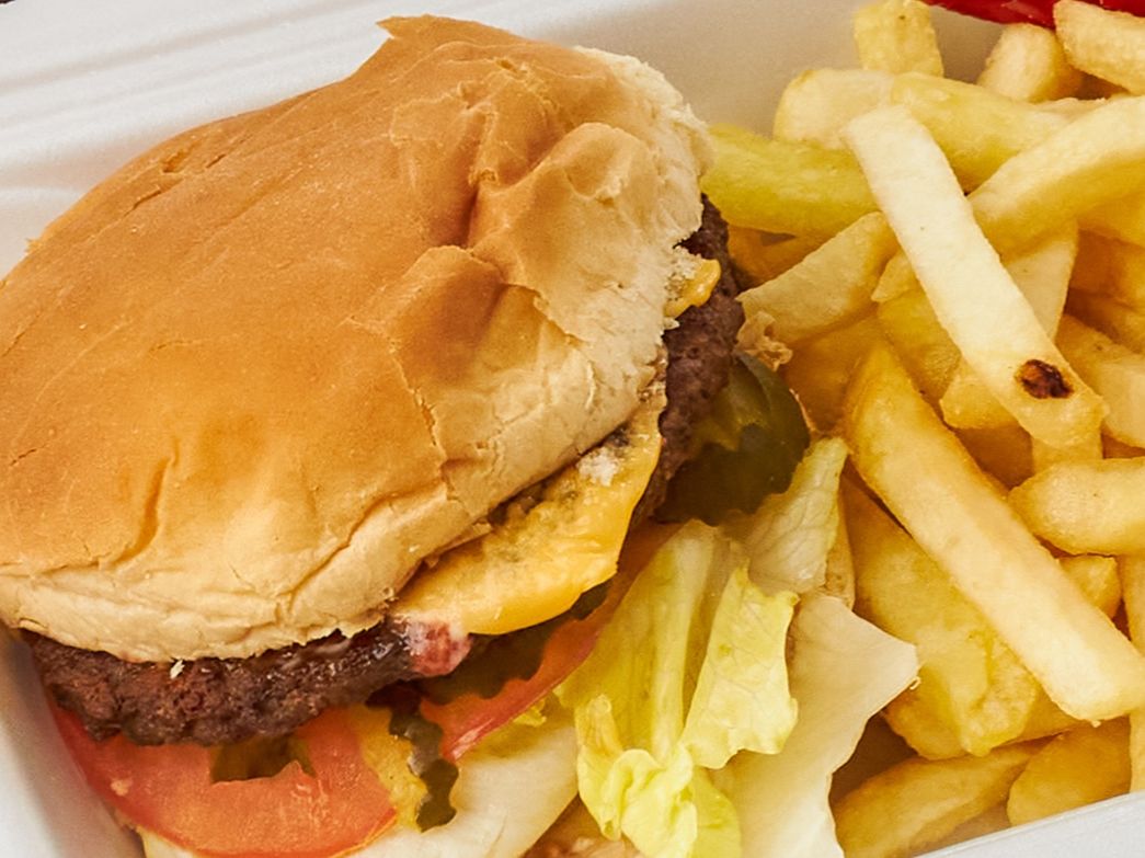 Cheese burger W/fries.