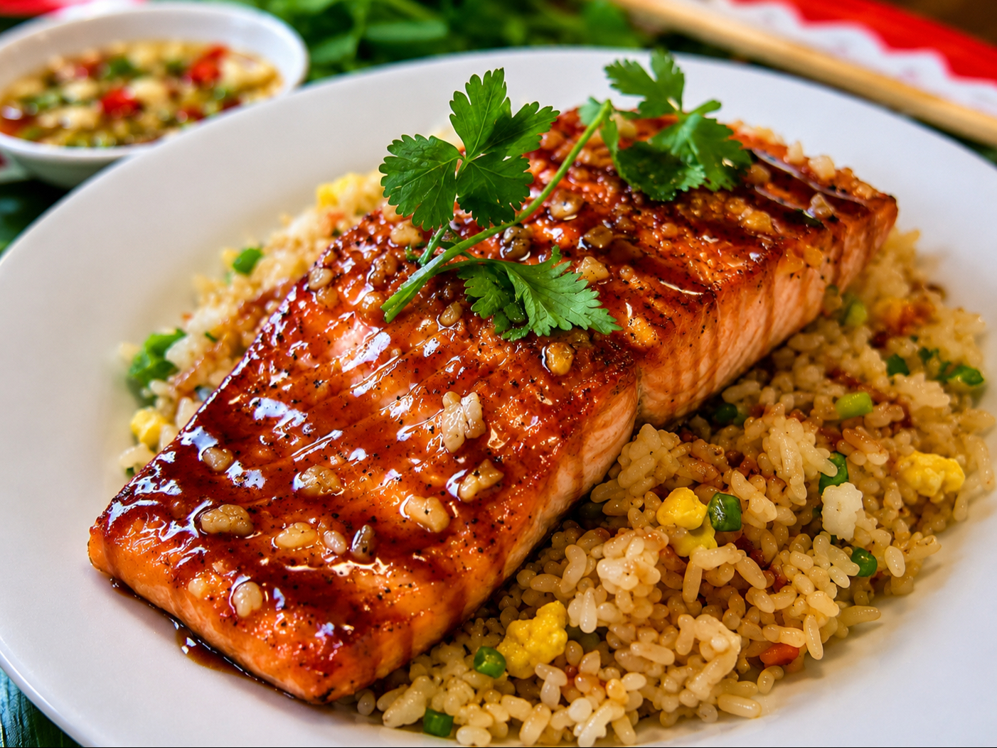 Special Fried Rice & Salmon.