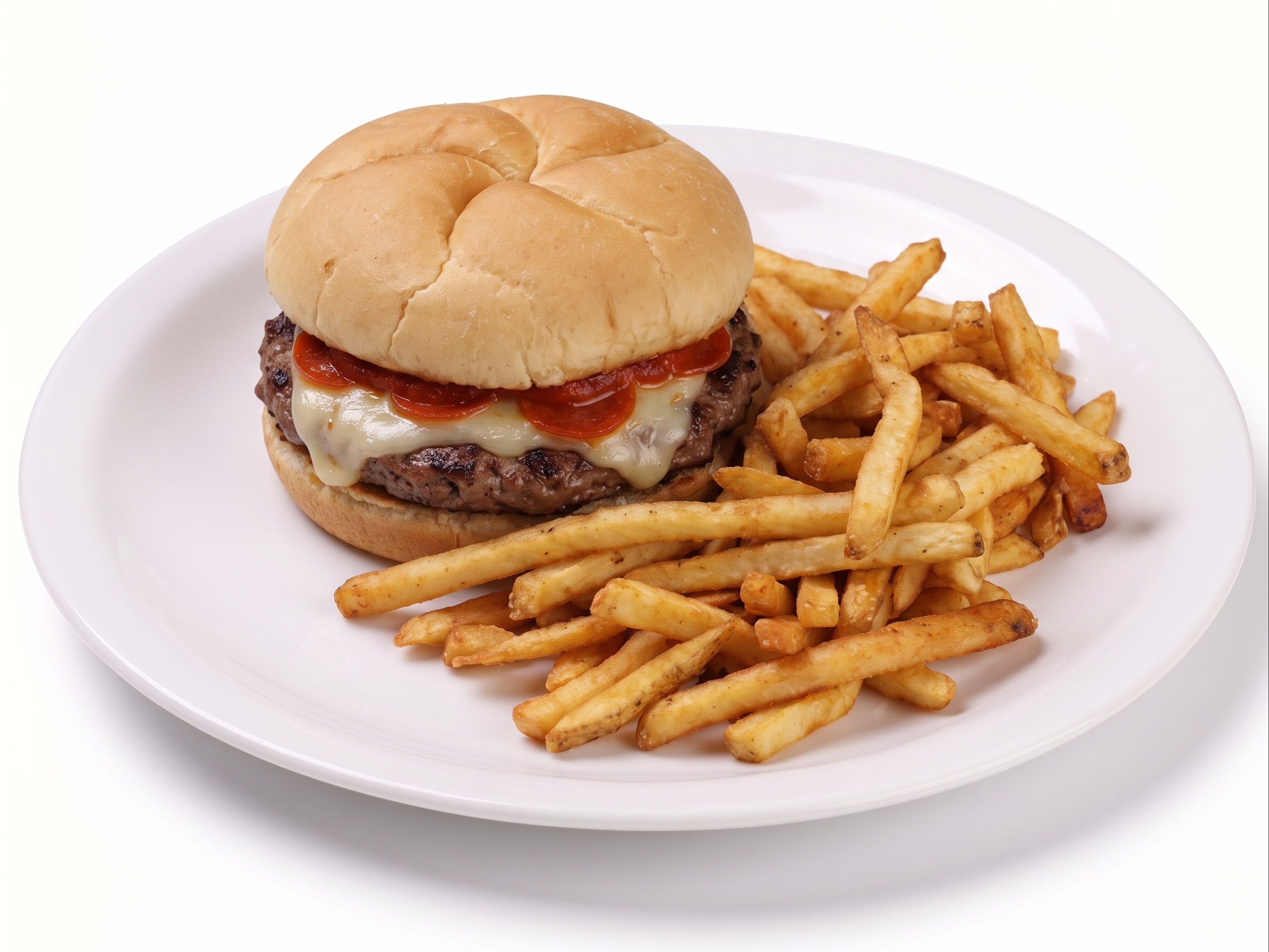 Pizza Burger w/ Fries.