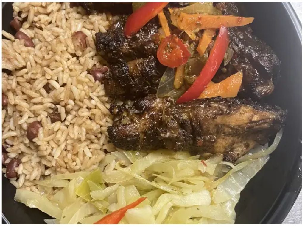Jerk Chicken rice & beans lunch special 11a-3pm