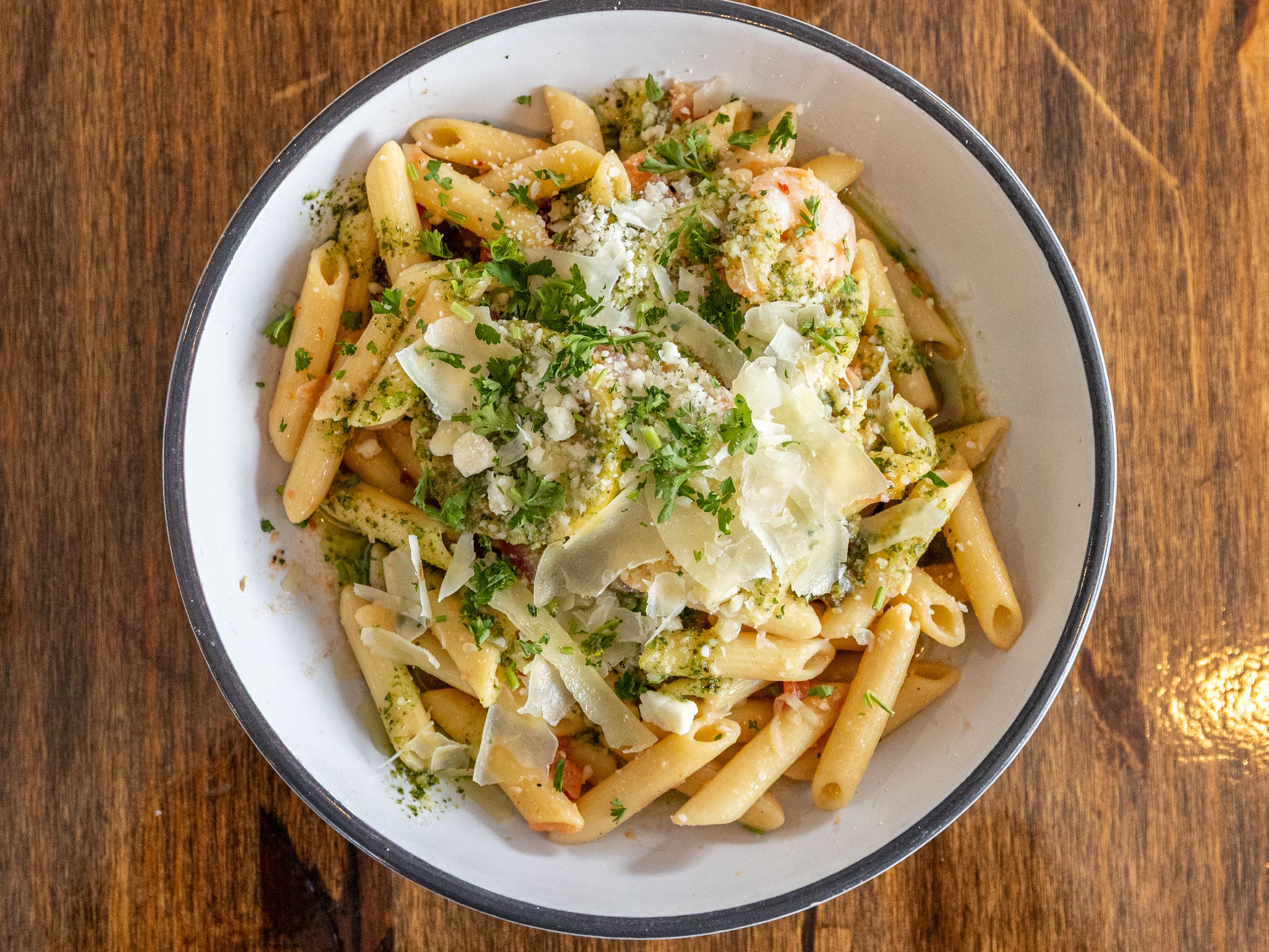 Shrimp Pesto Pasta.