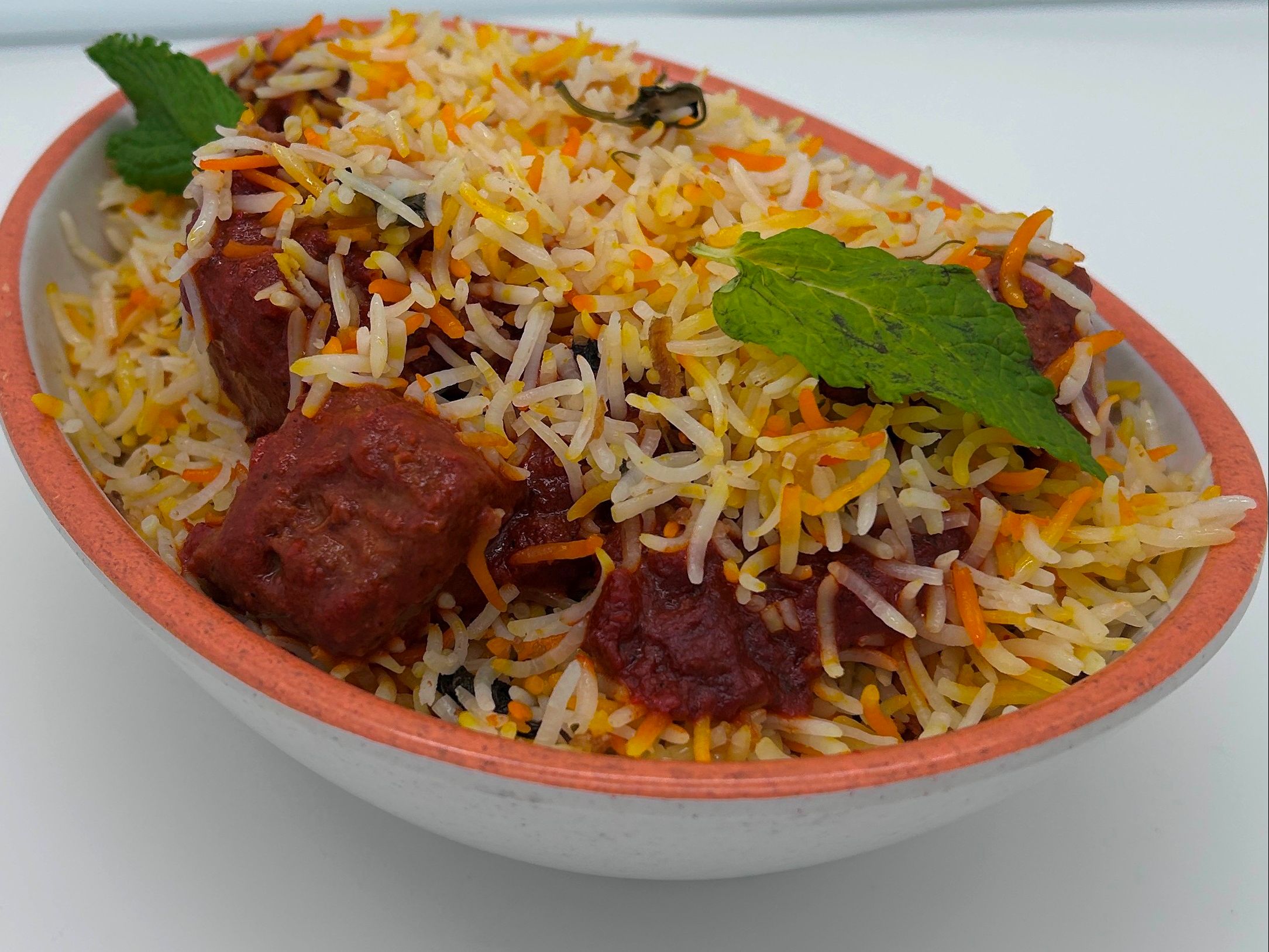 Boneless Goat Biryani.