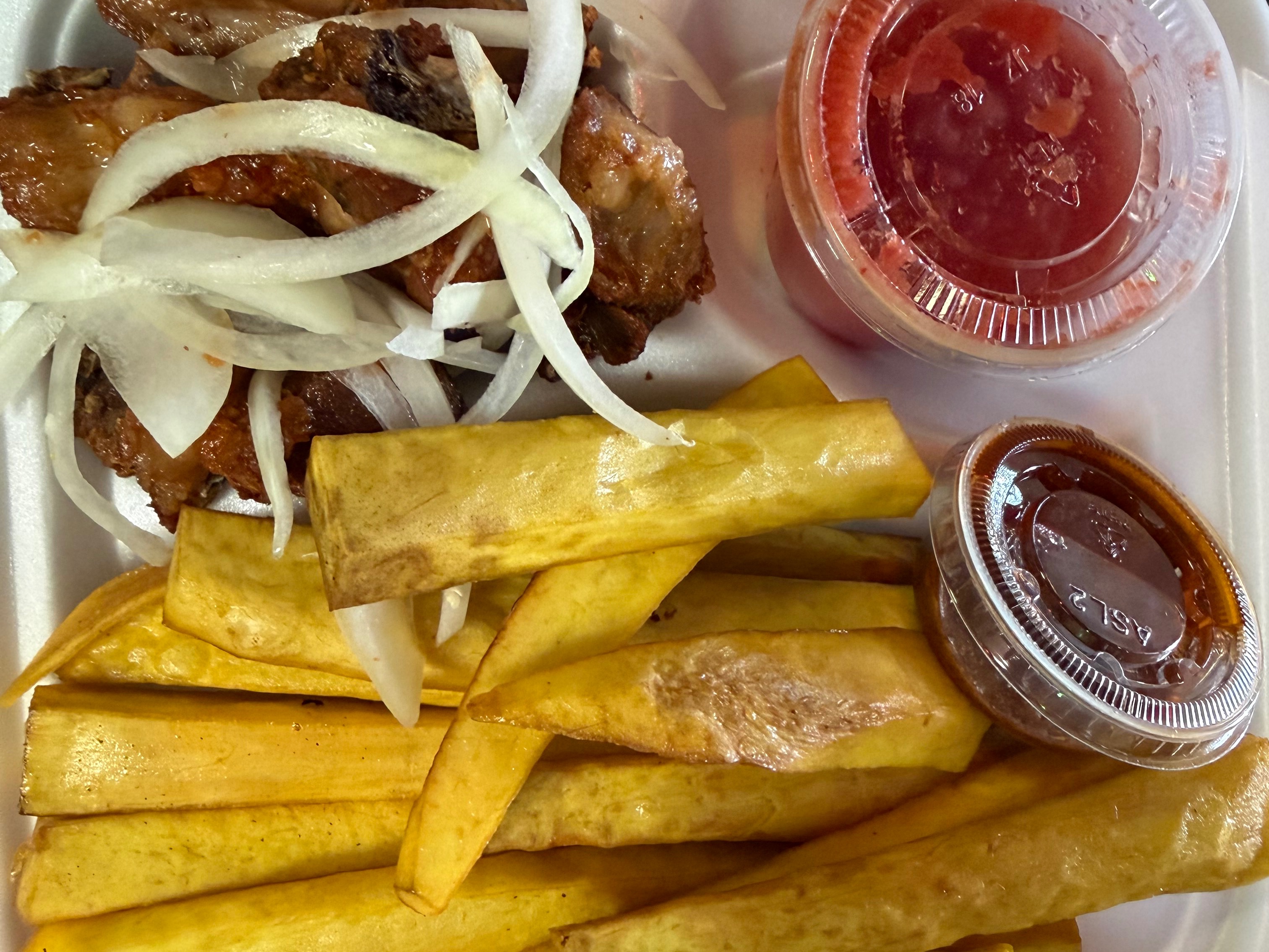 Fried Yam w/ Fish.