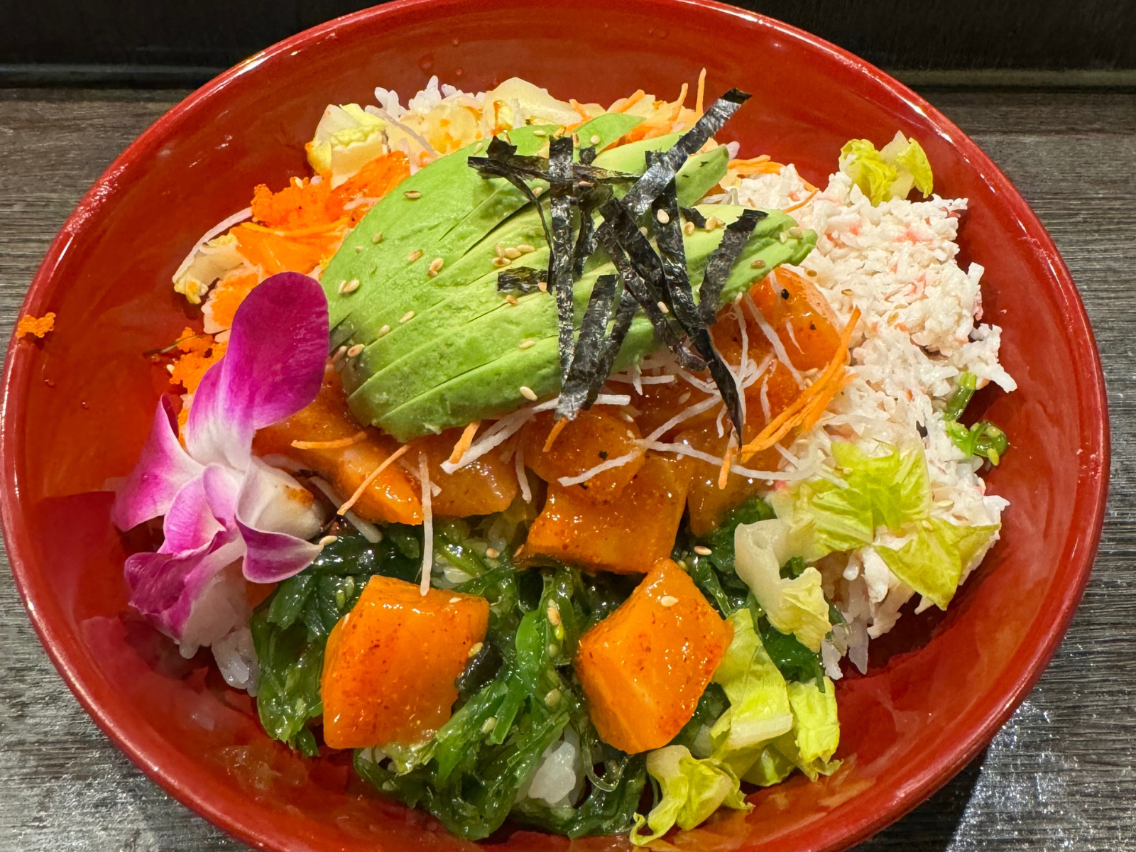 Ahi Tuna and Salmon Poke Bowl.
