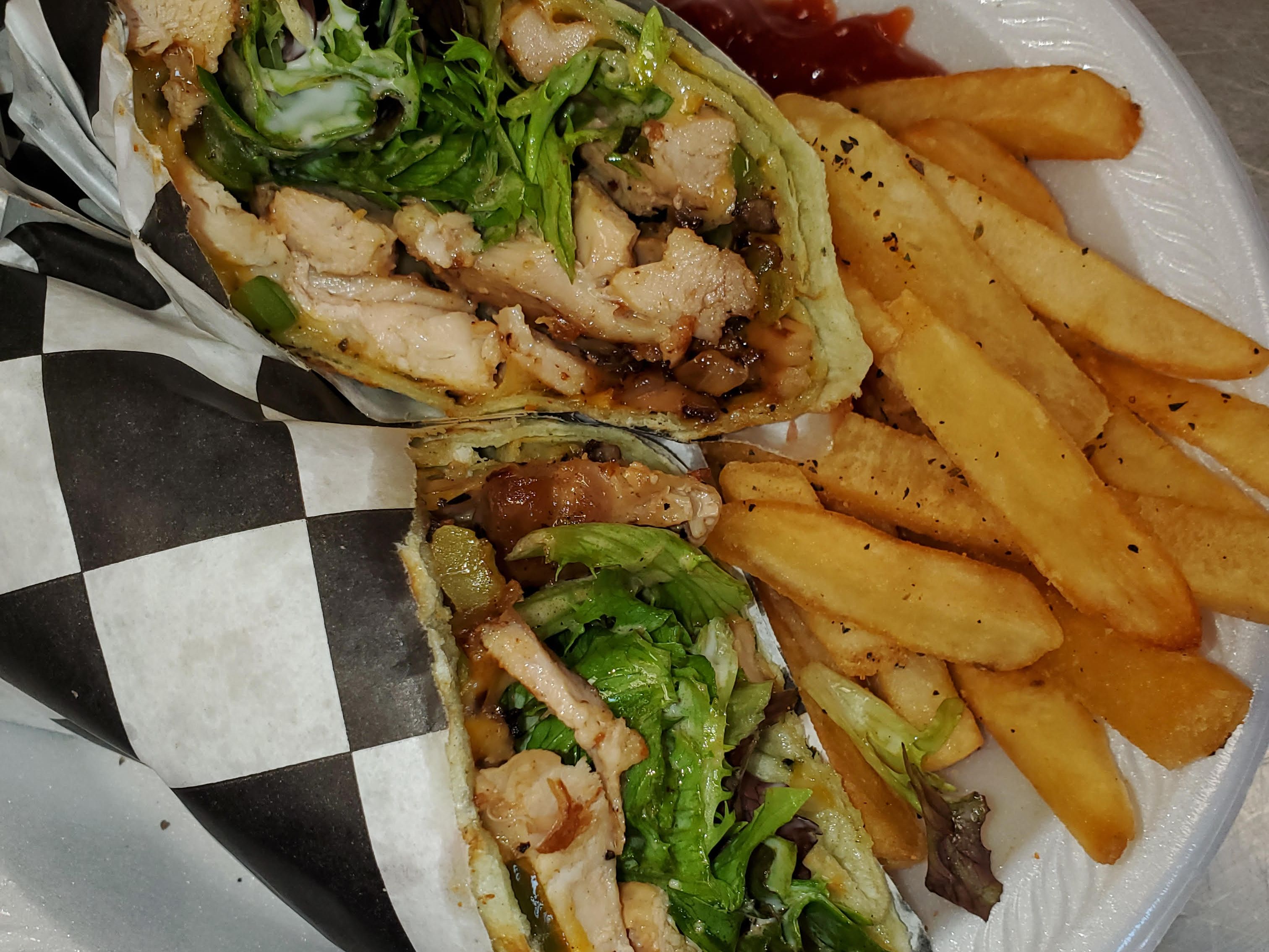 Clarence's Grilled Chicken Wrap.