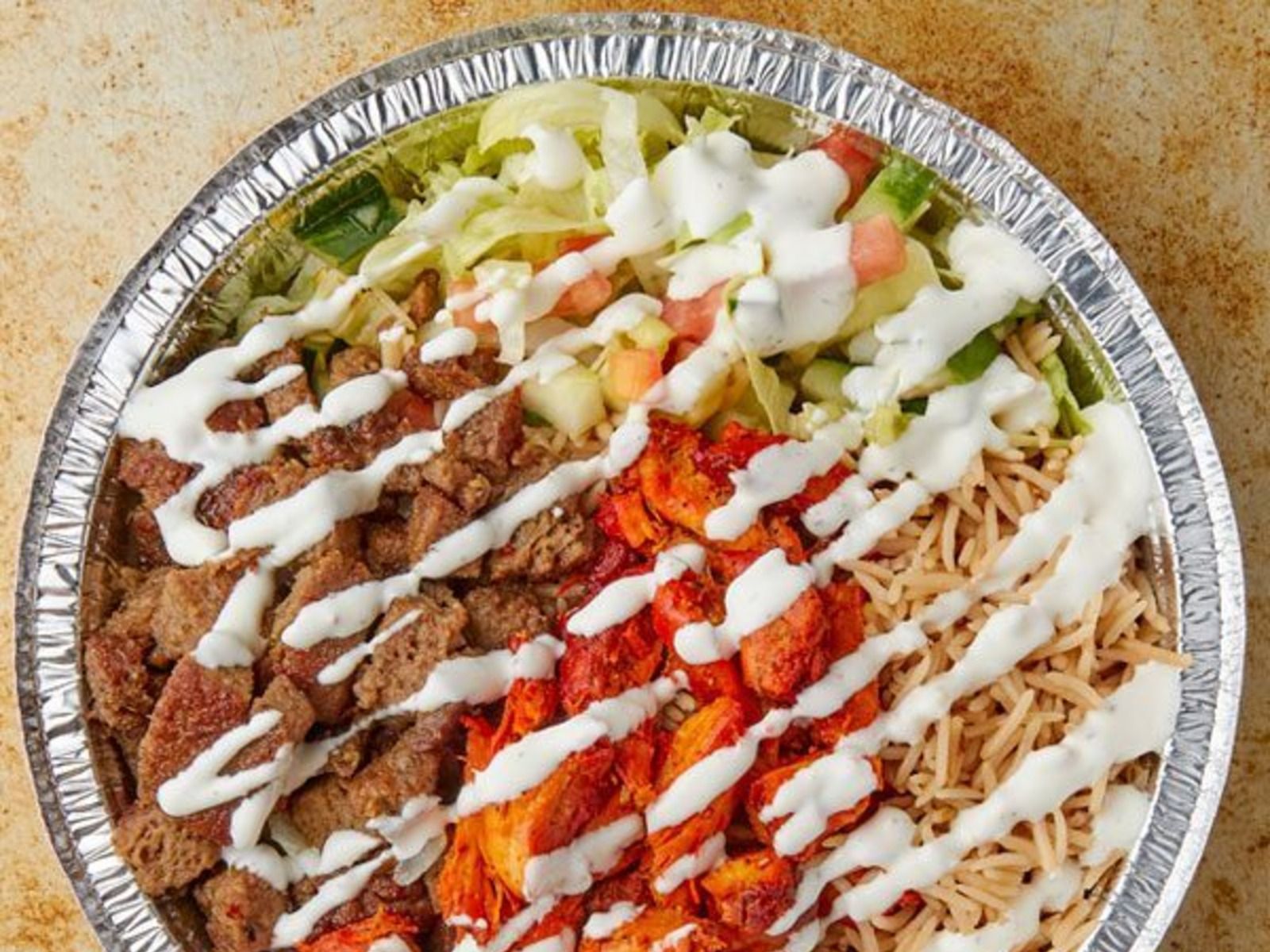 Beef Gyro Over Rice.