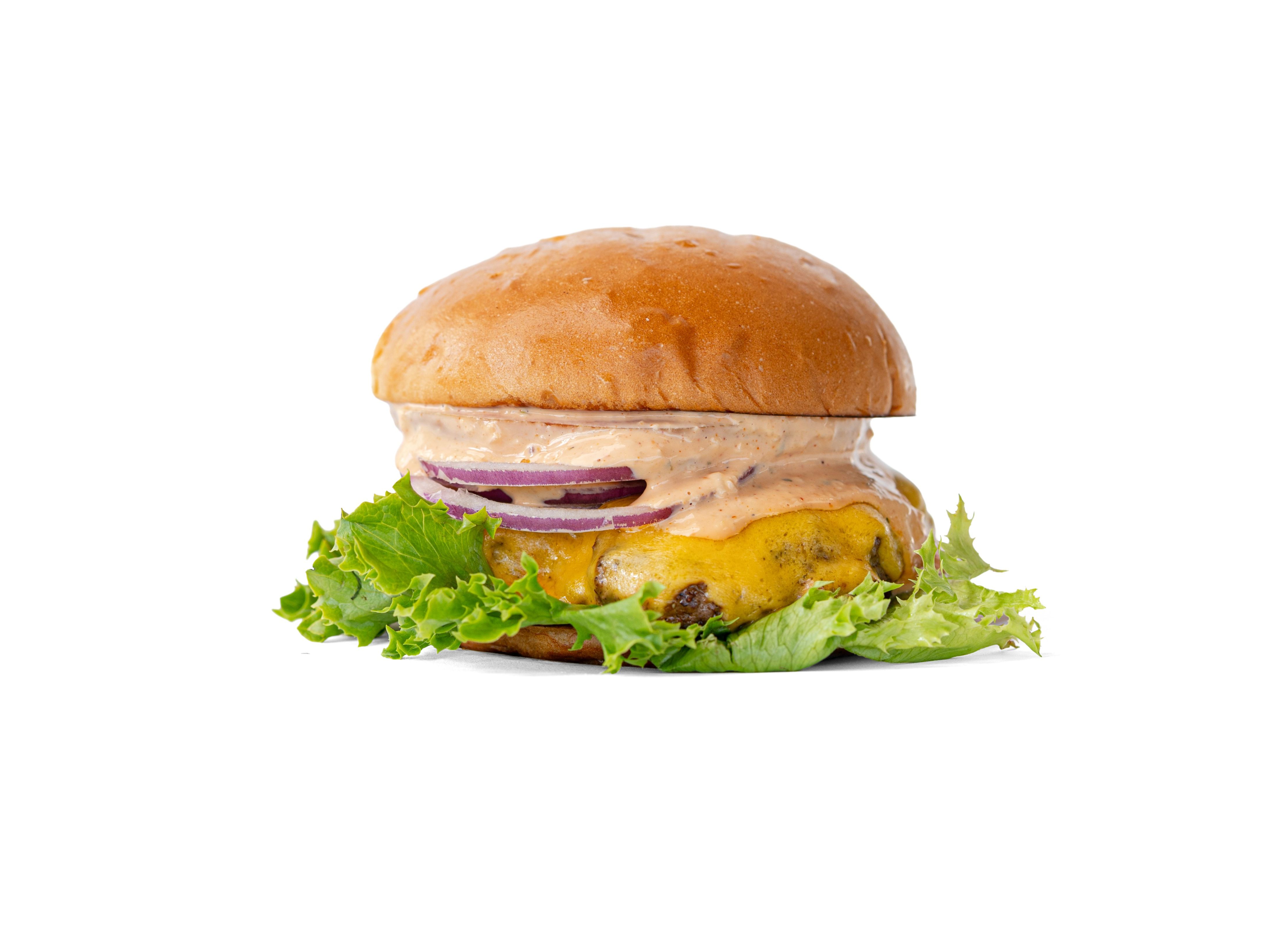 Pub Style Burger with Seasoned Fries.