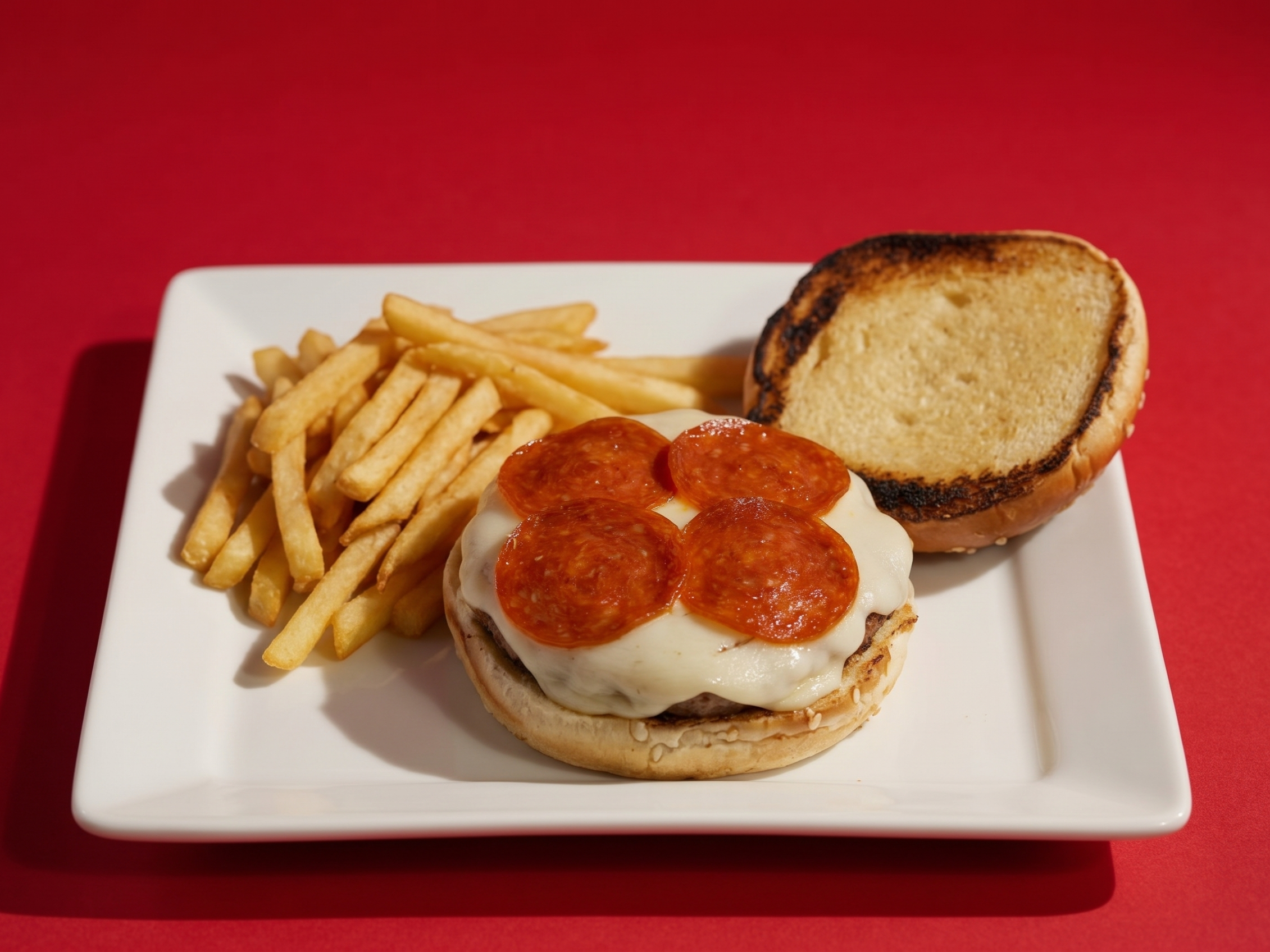 Pizza Burger W/ Half Order French Fries