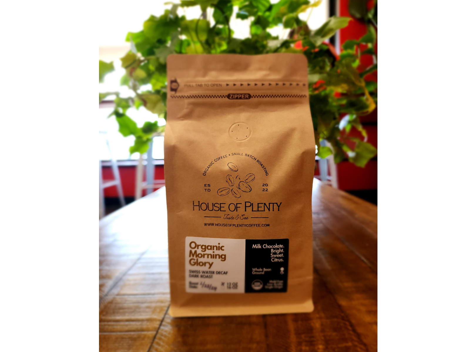 Organic Morning Glory Coffee Grounds (Decaf)