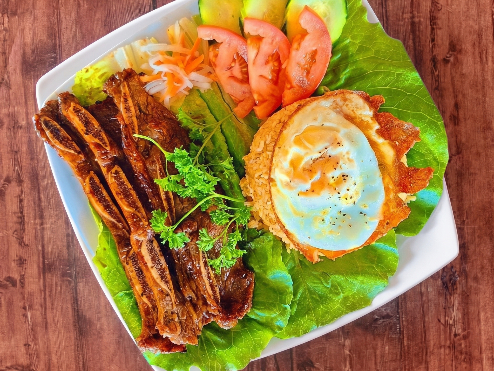 H_ Korean BBQ and Kimchi Fried Rice / Com Chien Bo Dai Han.