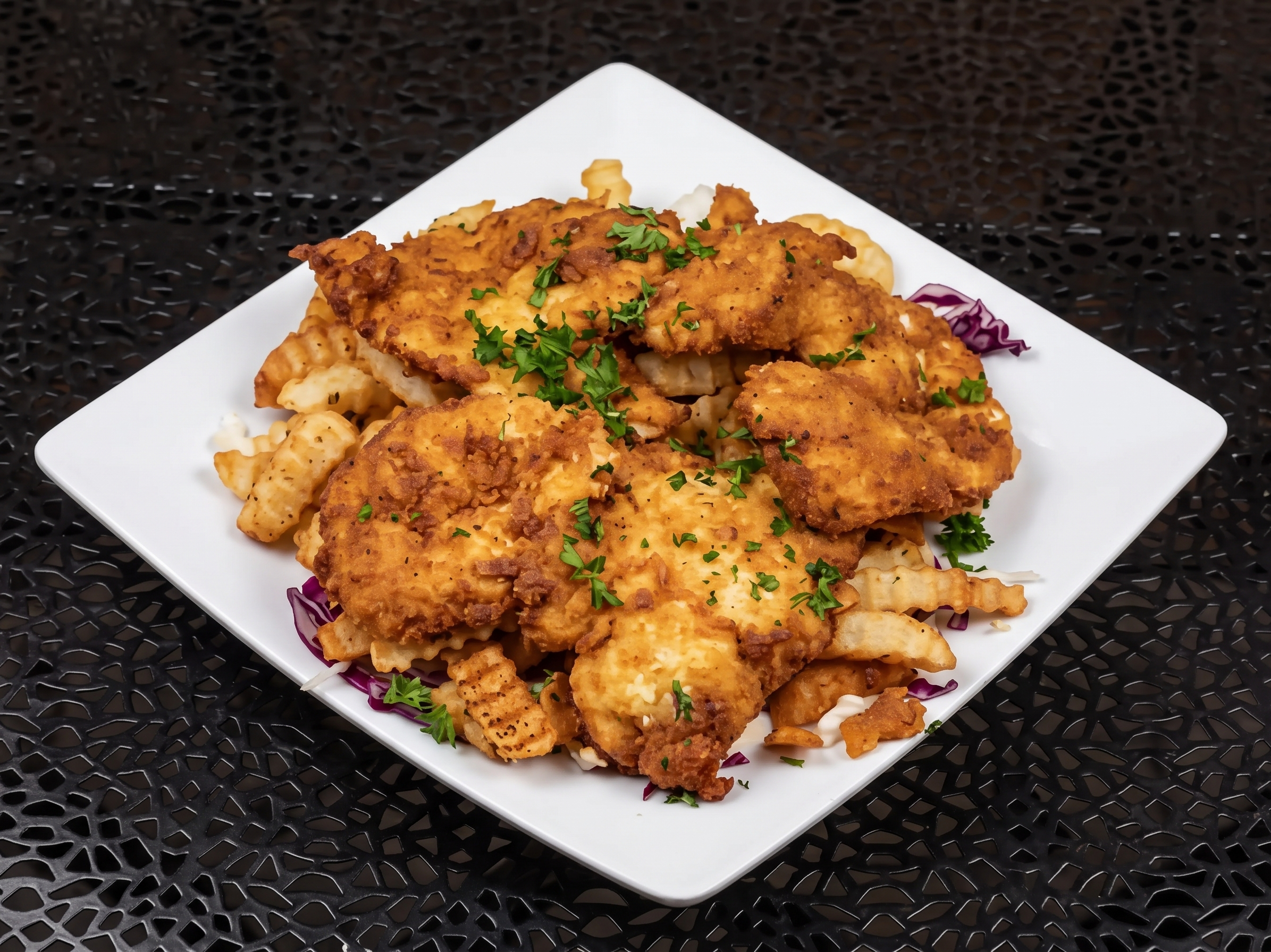 Fillet Fried Chicken Breasts 3pcs With Fries.