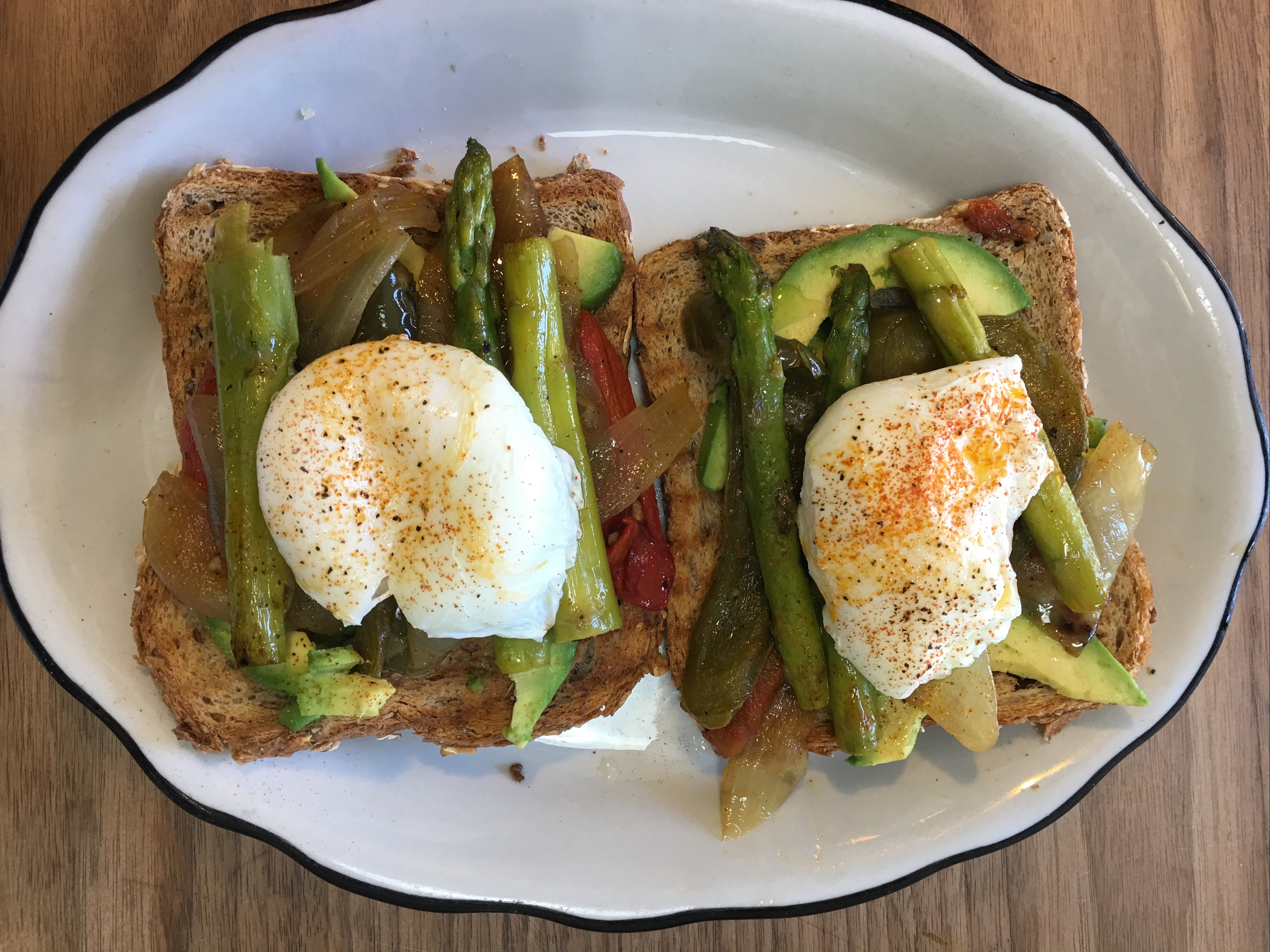 Avocado toast w/ Veggies.