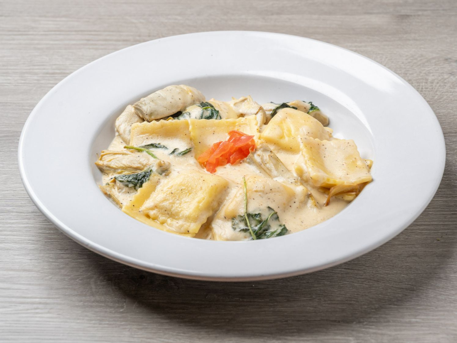 Artichoke and Spinach Ravioli.