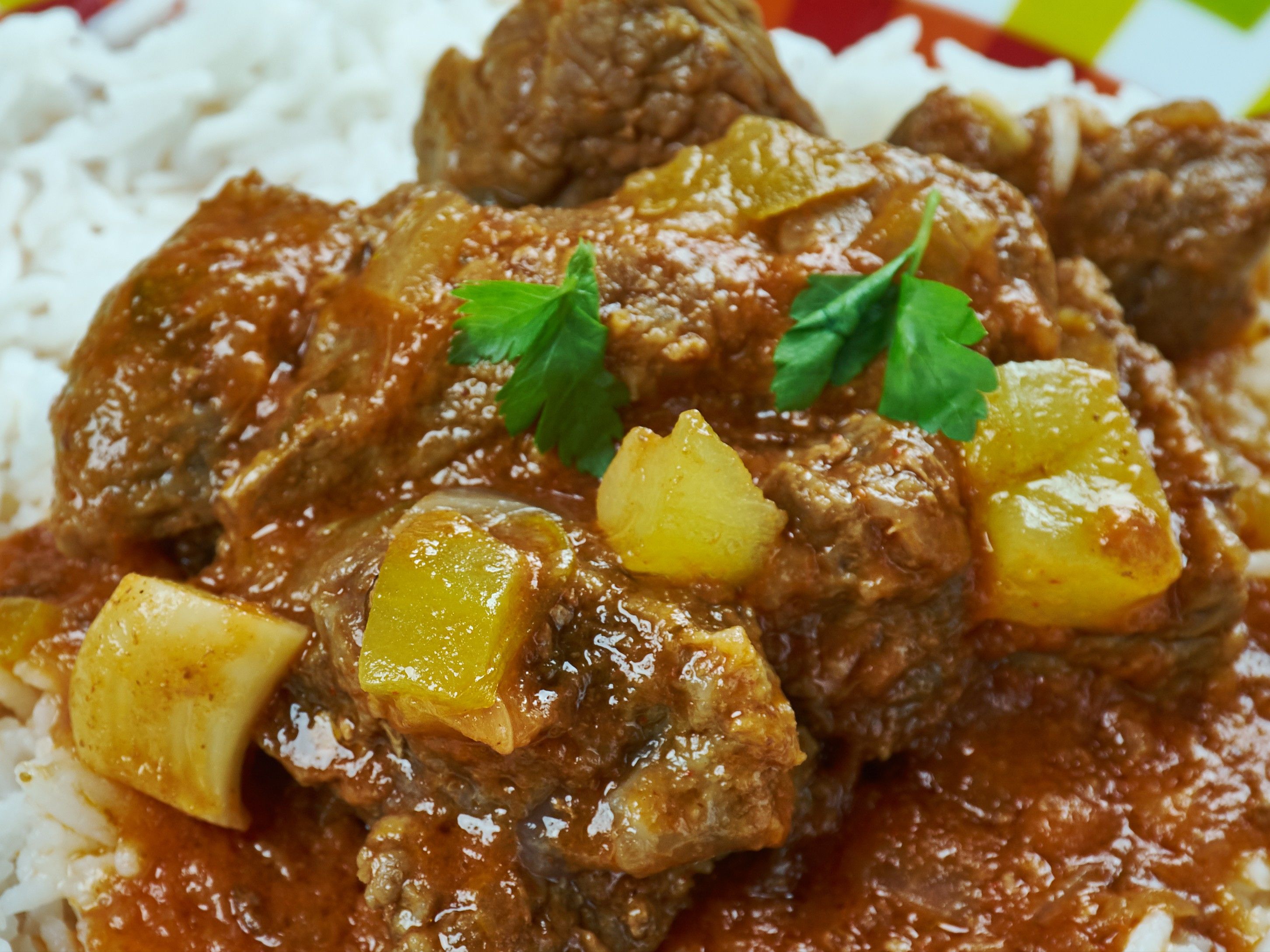 Lamb Curry Over Rice.