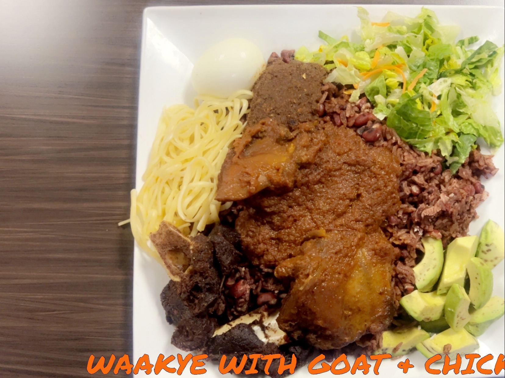 Waakye Goat & Chicken.