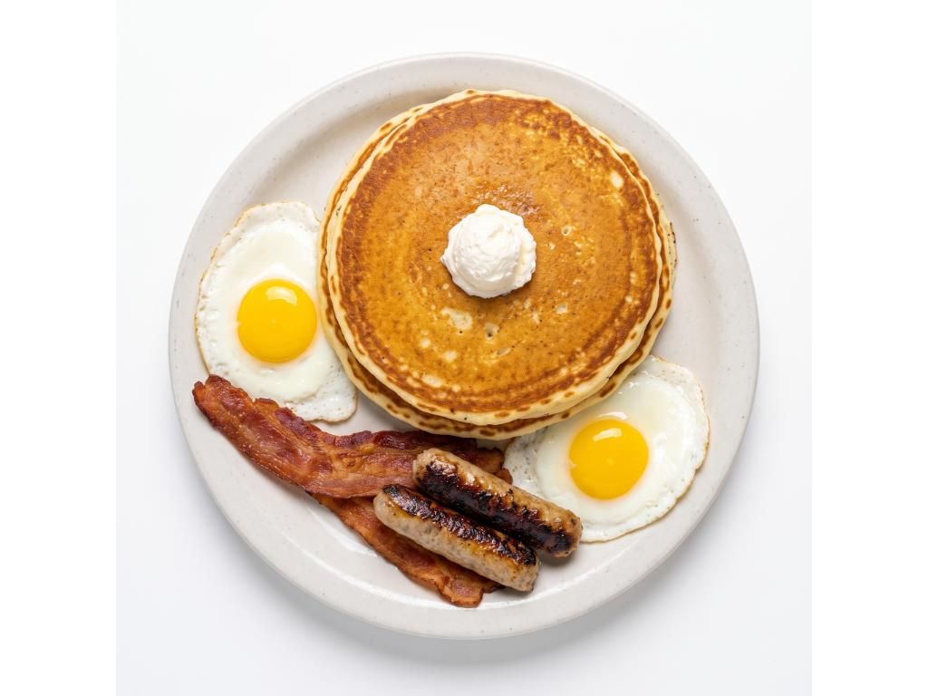 >>Pancake Breakfast Combo w/Eggs Meat
