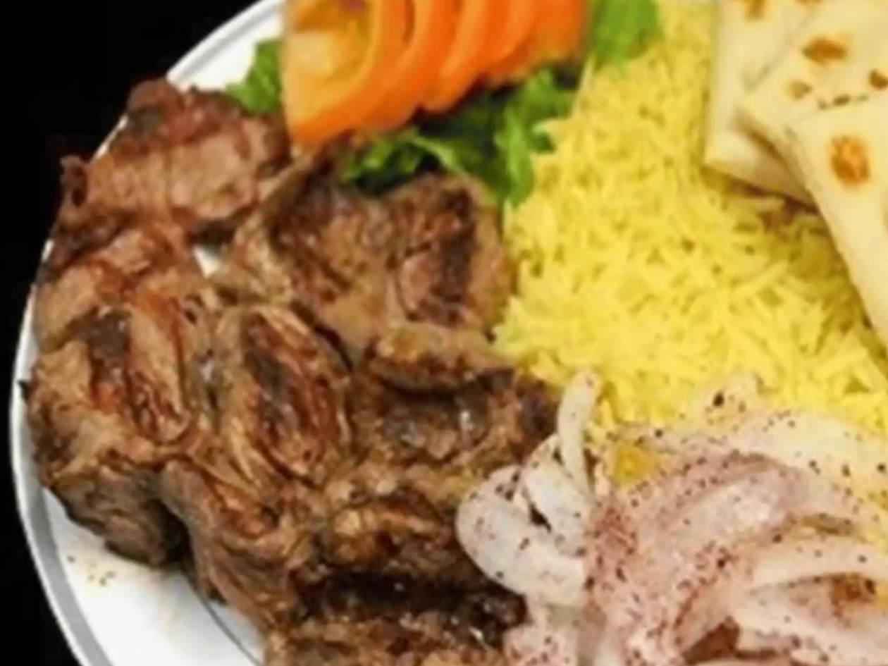 #15 Beef Souvlaki Plate.