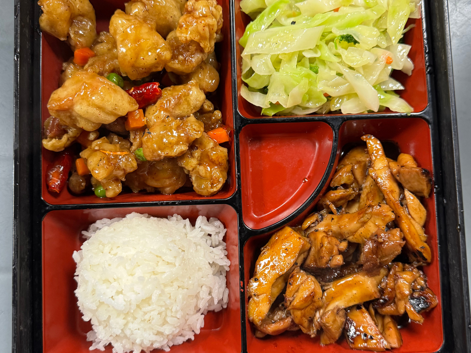 Teriyaki Chicken & General Tao Chicken.