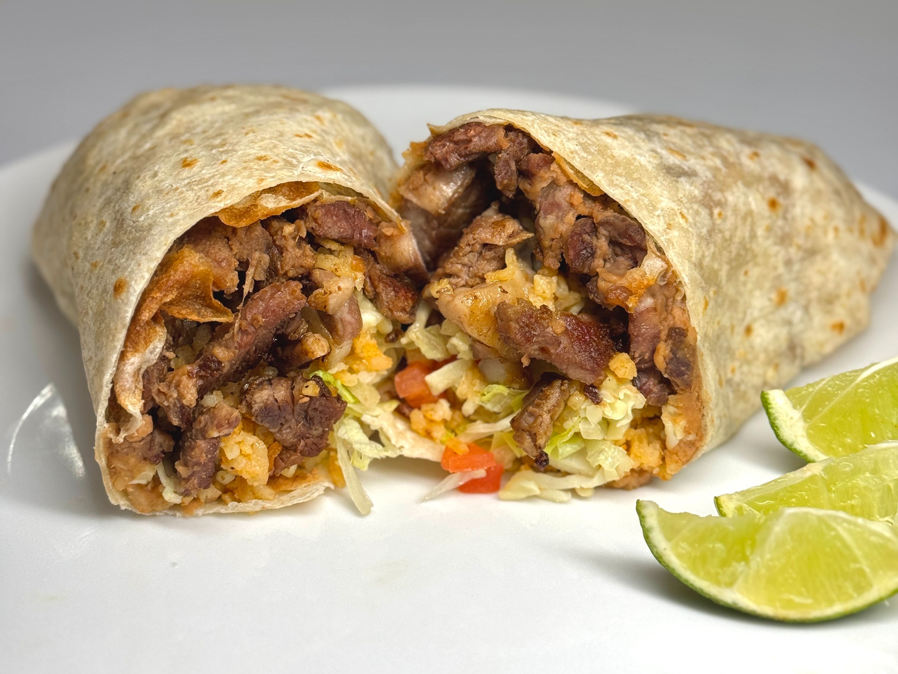Premium Rib Eye Steak Burrito.