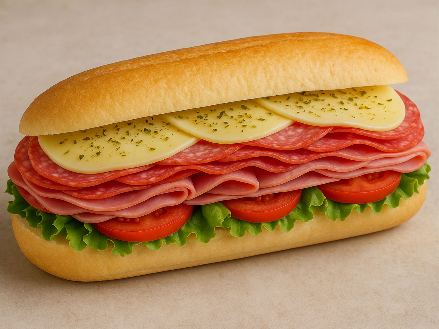 Image-Italian Deli Baguette. / Baguette Estilo Deli Italia.