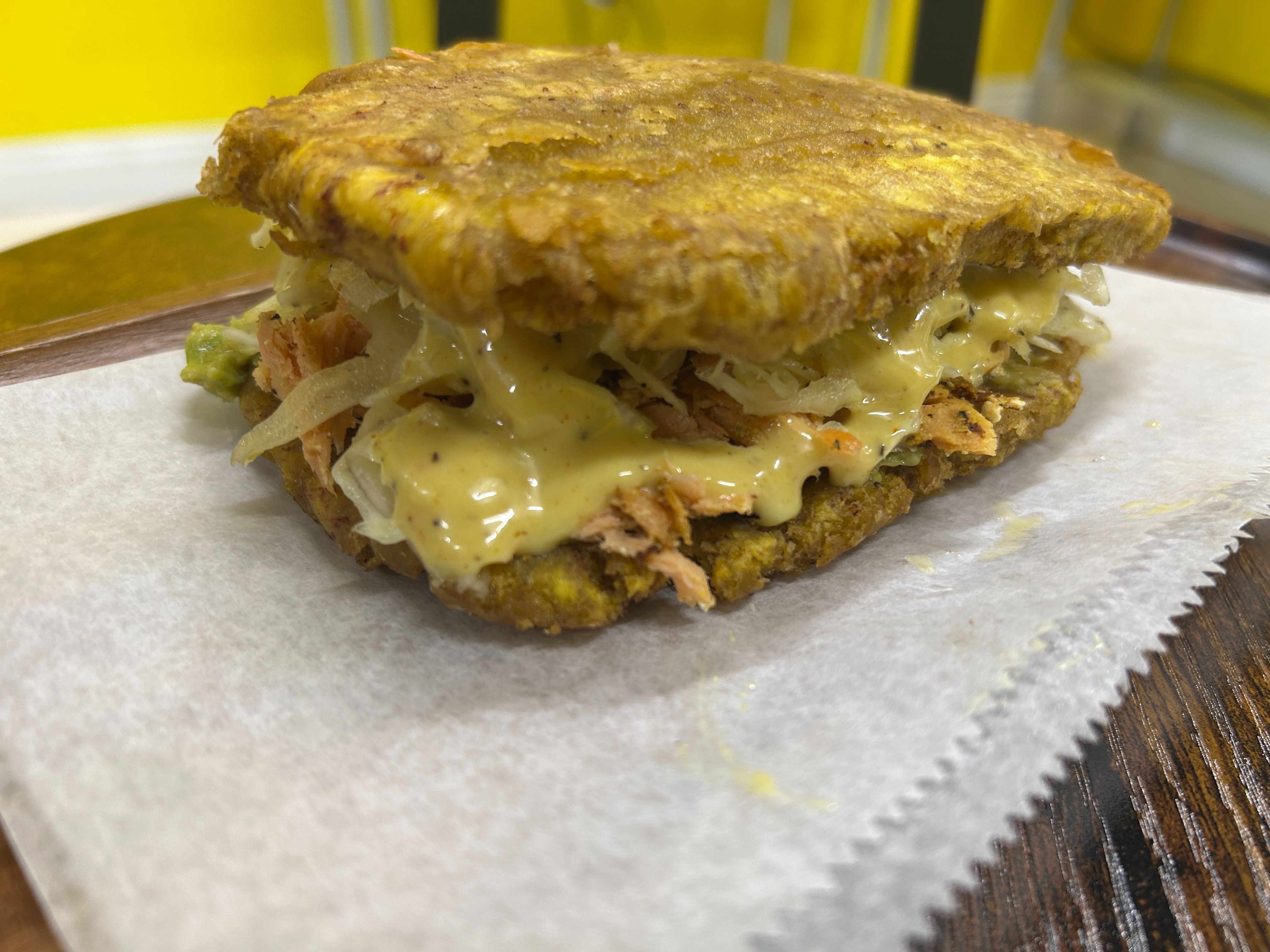 Salmon Plantain Sandwich.