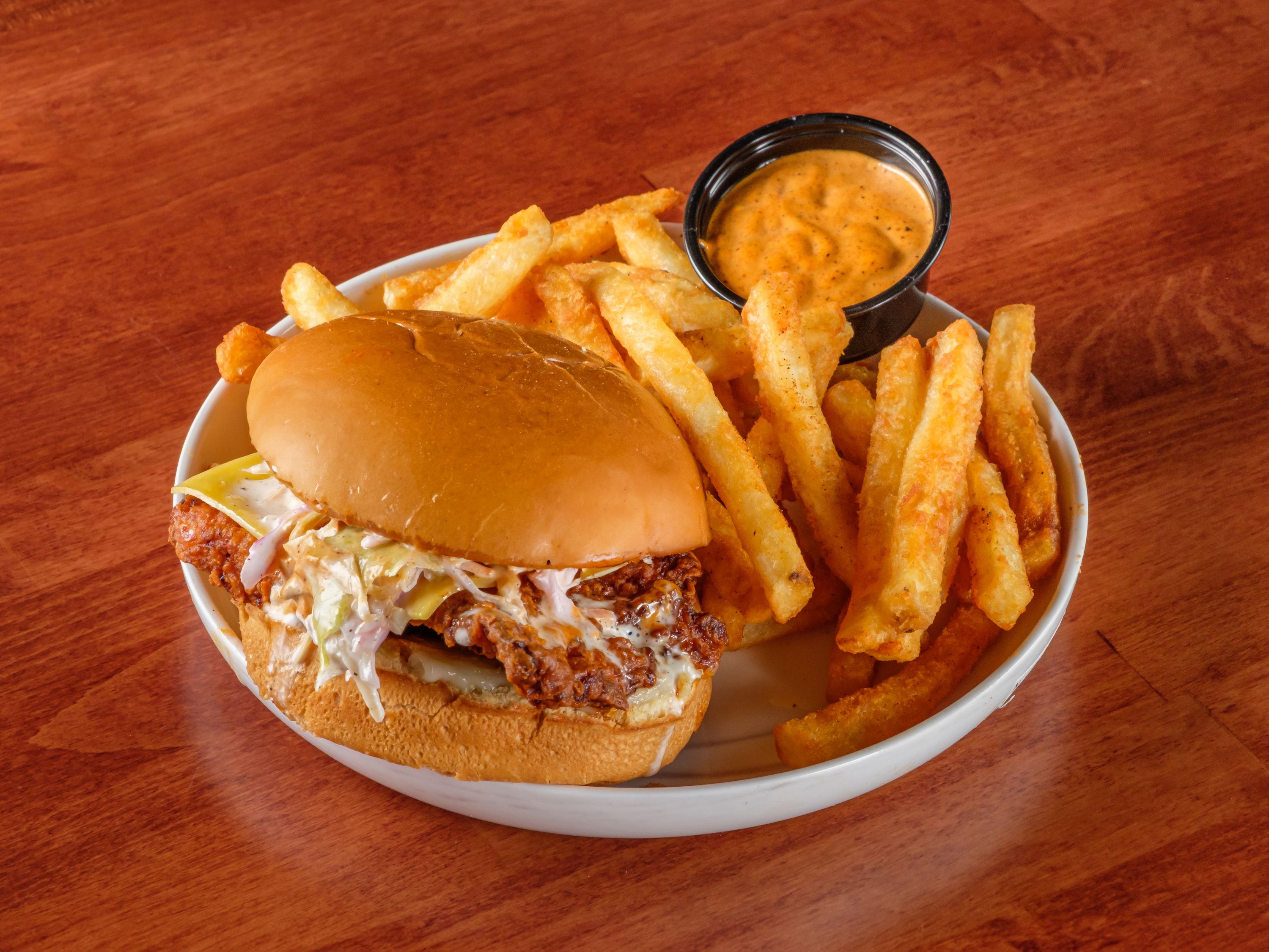 Loco’s HOT Sandwich (Single),  Seasoned Fries.