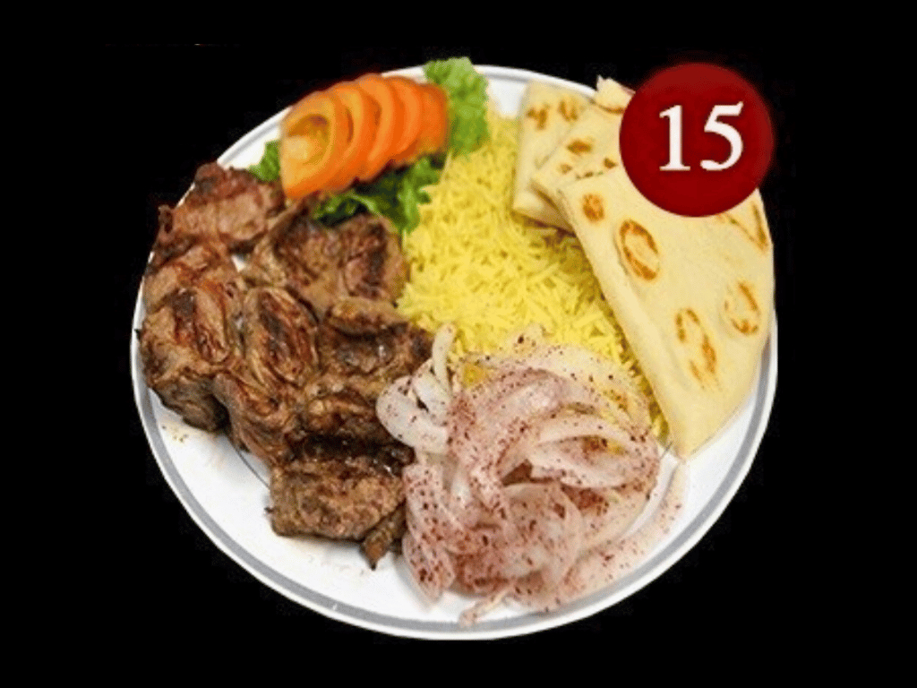 #15 Beef Souvlaki Plate.