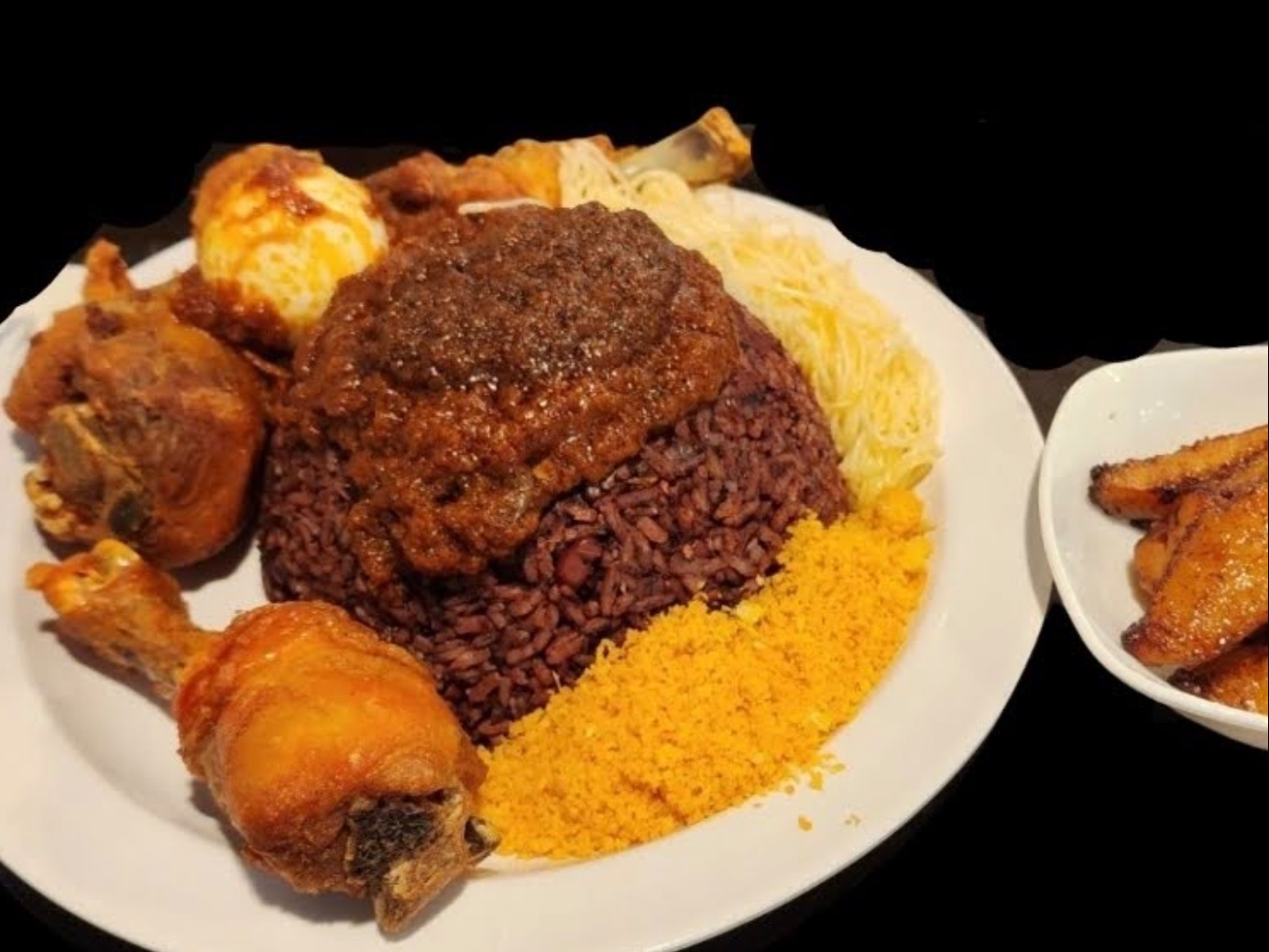 Safari Waakye with Chicken or Fish