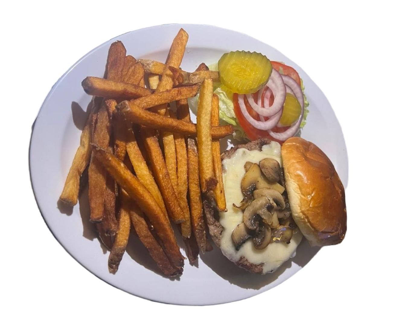 Mushroom Swiss Burger.
