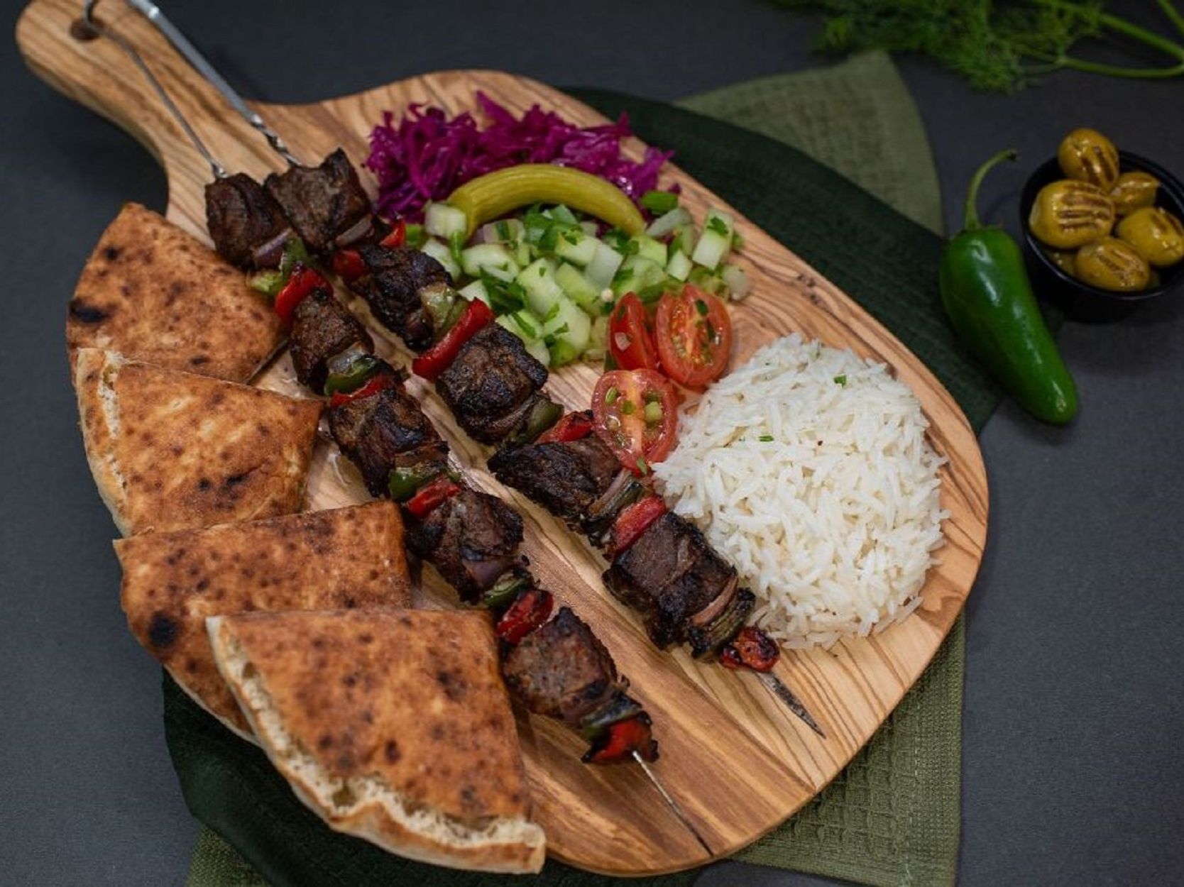 Lamb Shish Kebab Plate.