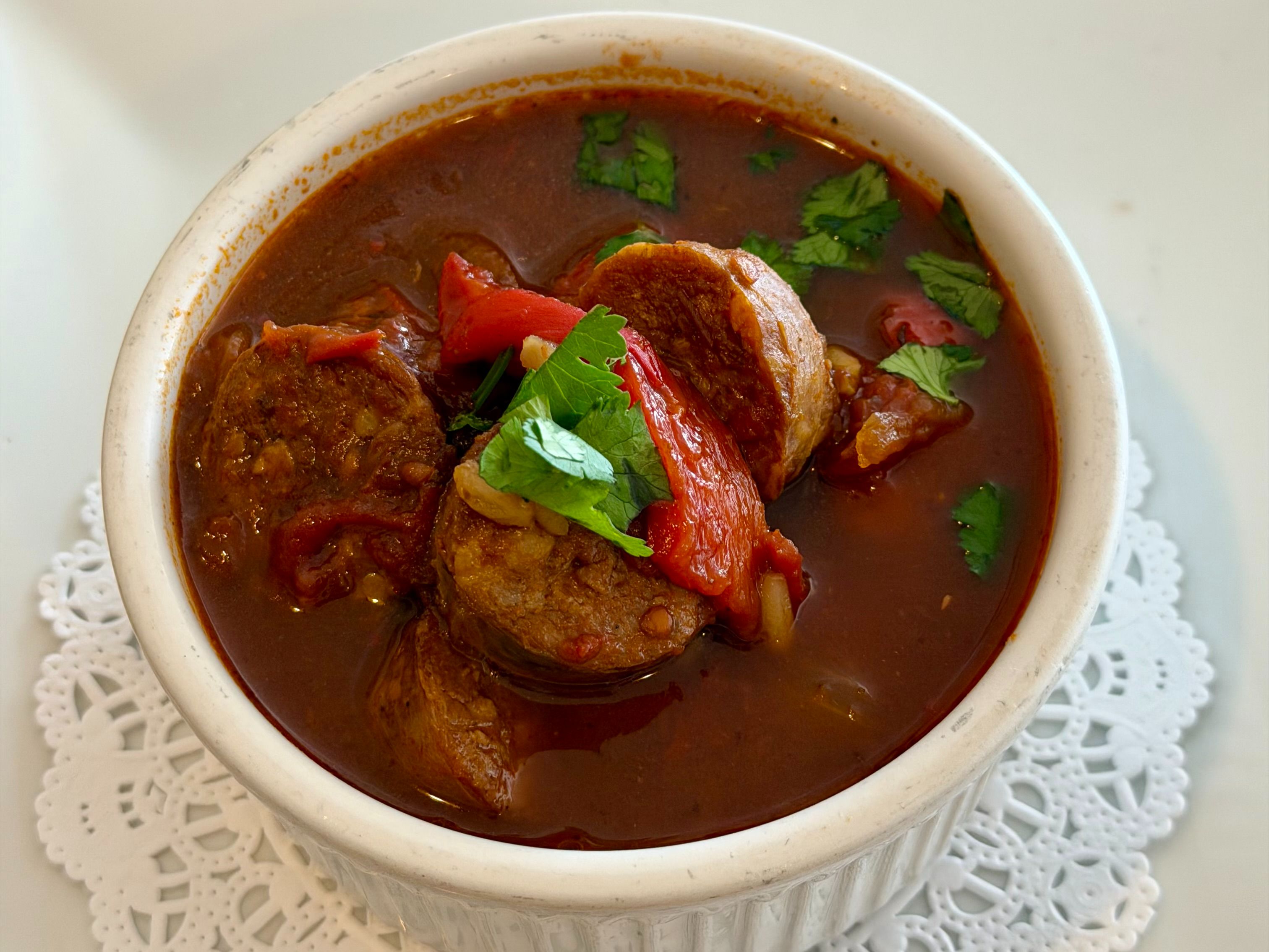 Birria Sausage & Rice Soup.